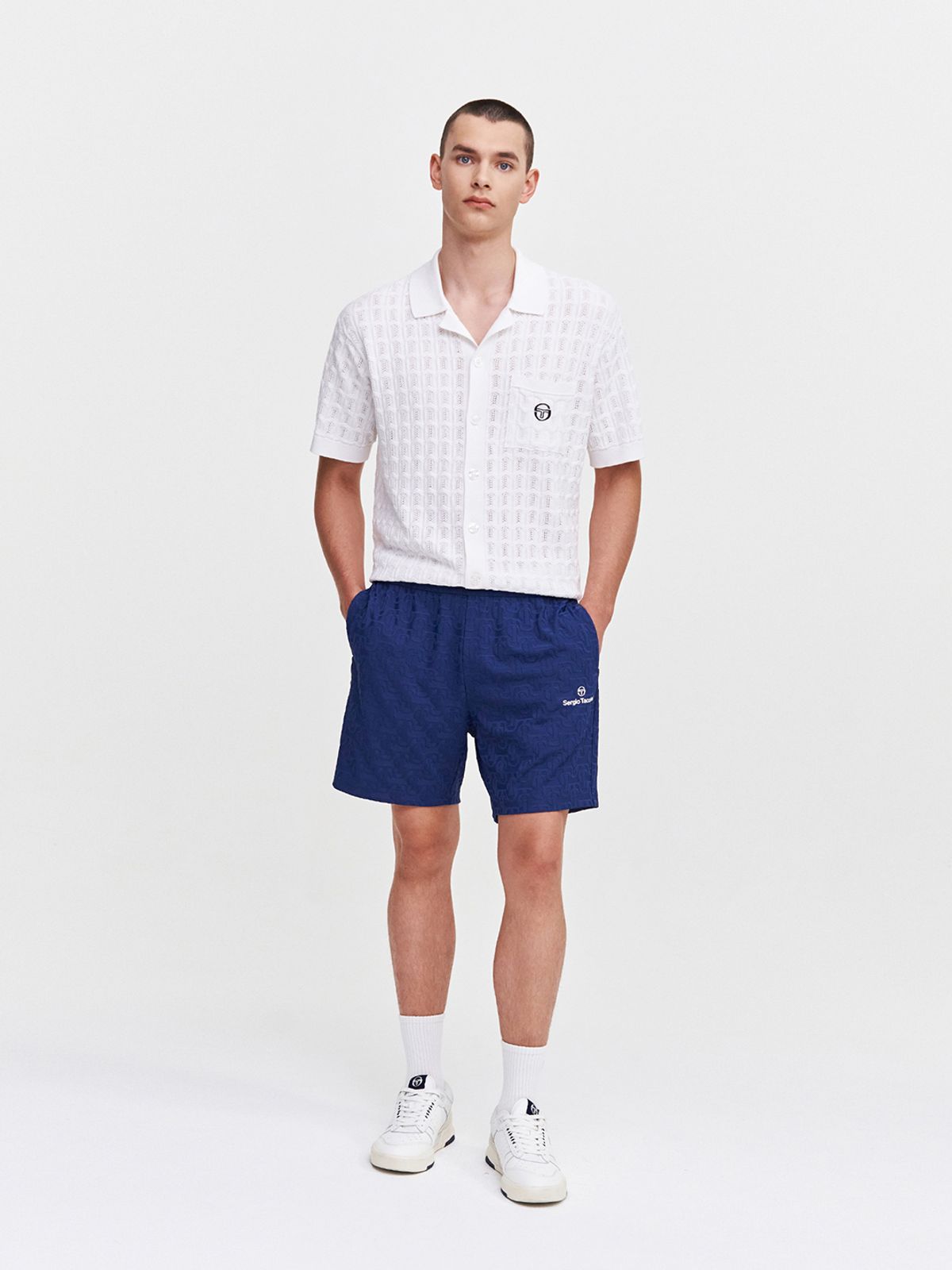 세르지오 타키니(SERGIO TACCHINI) M 리조트 셔츠형 스웨터 (White)