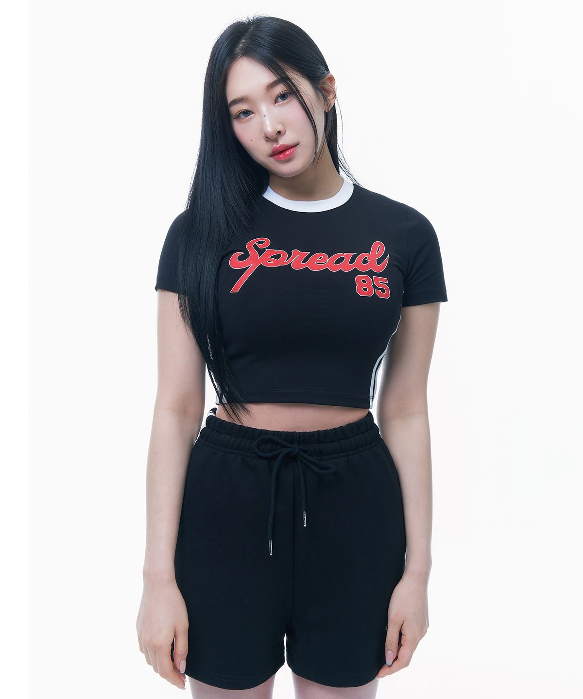 본투윈(BORN TO WIN) SPREAD CROP T-SHIRTS [BLACK]