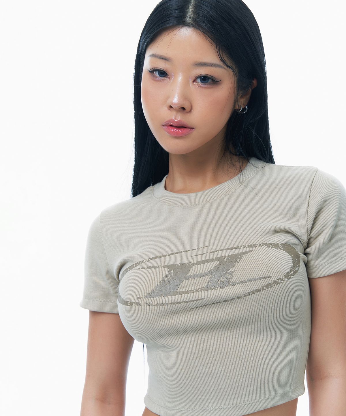 본투윈(BORN TO WIN) CRACK B PIGMENT CROP T-SHIRTS [SAND BEIGE]