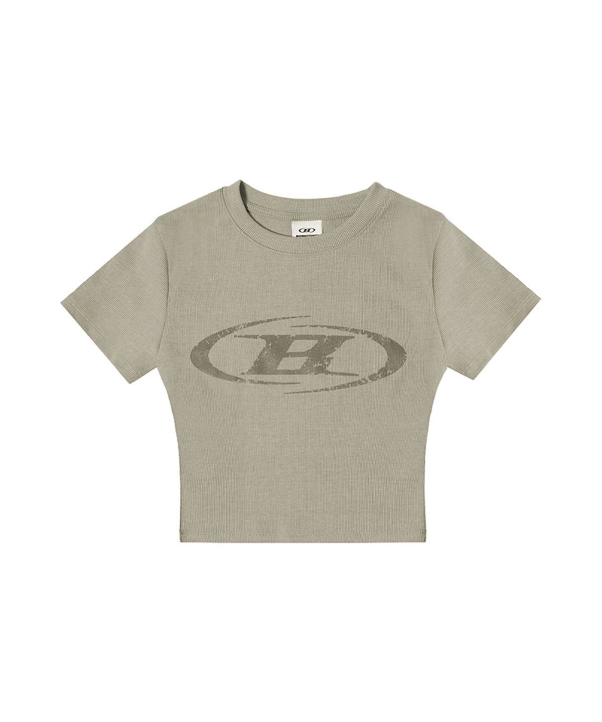 본투윈(BORN TO WIN) CRACK B PIGMENT CROP T-SHIRTS [SAND BEIGE]