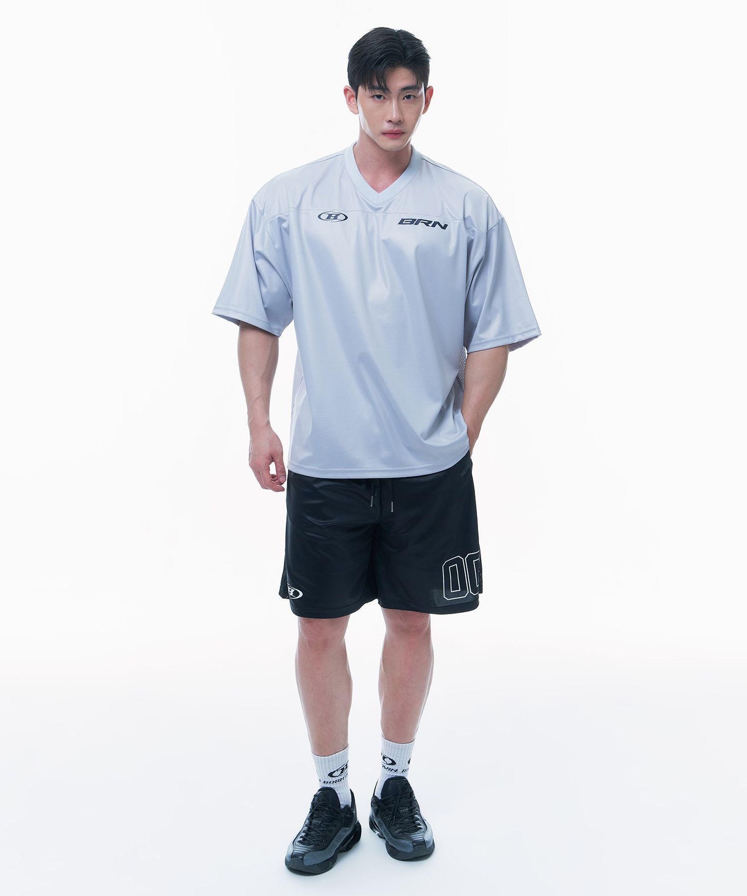 MUSINSA公式 | BORN TO WIN NUMBER 00 RUGBY JERSEY T-SHIRTS [GREY]
