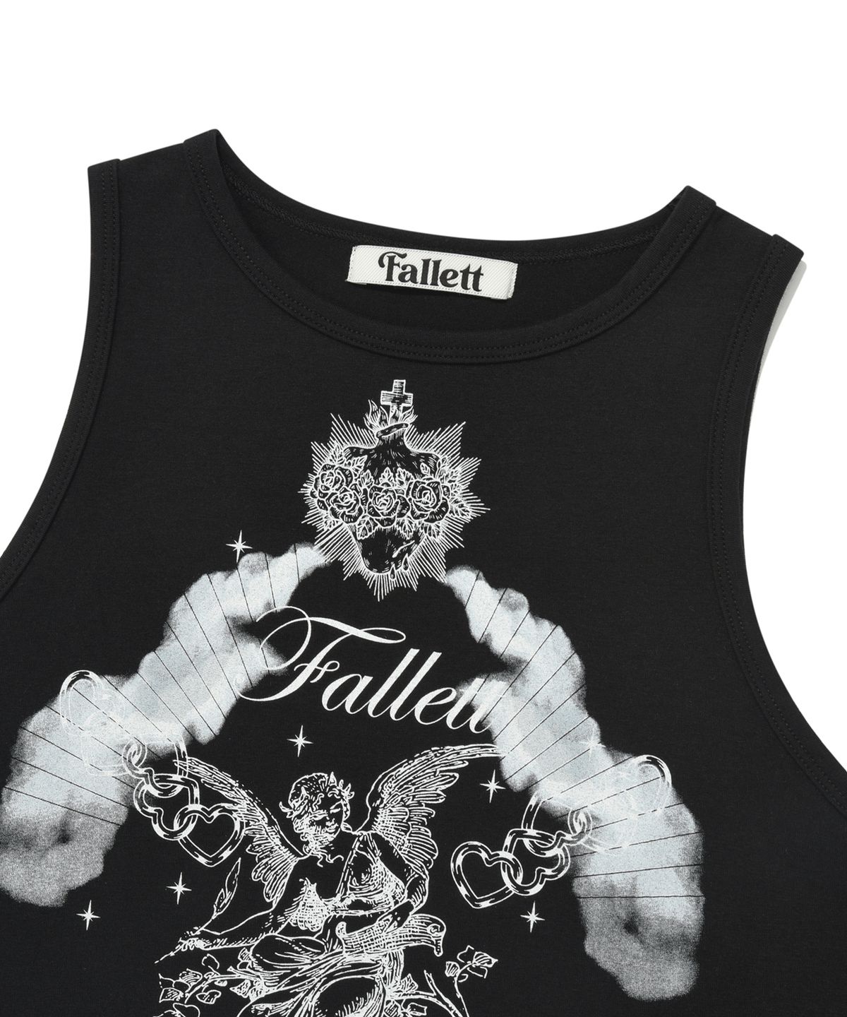 팔렛(FALLETT) 홀리 엔젤 V컷 슬리브리스 블랙