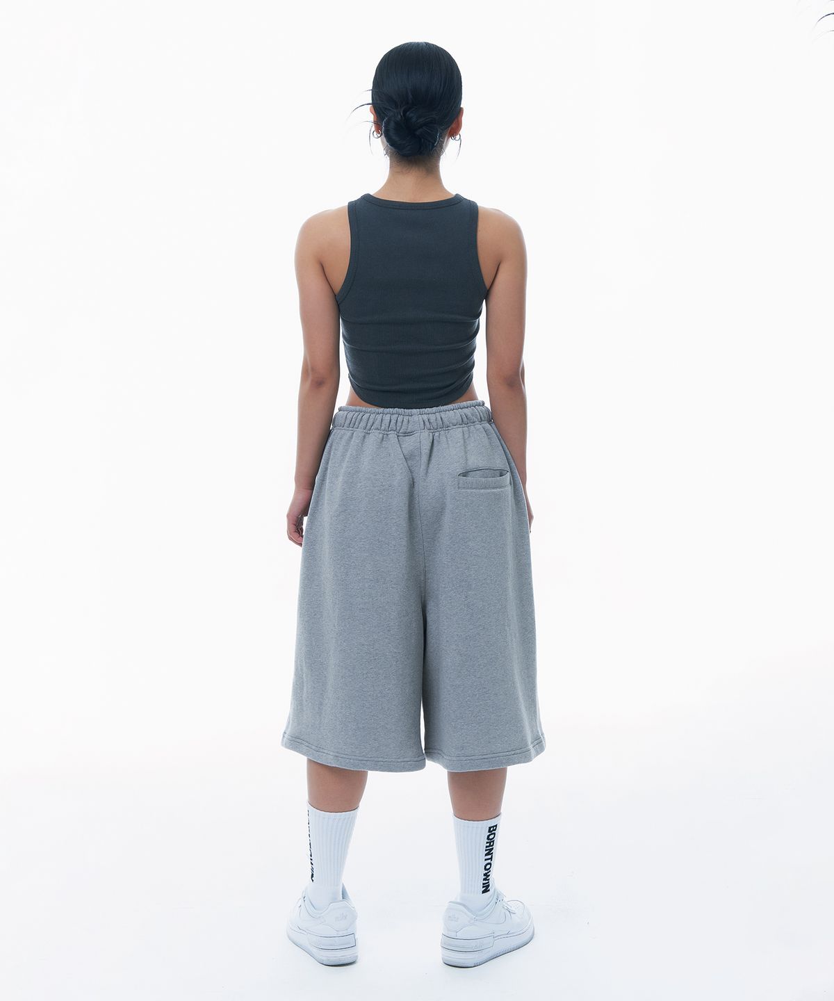 본투윈(BORN TO WIN) STROKE B HALF PANTS_LONG VER [MELANGE GREY]
