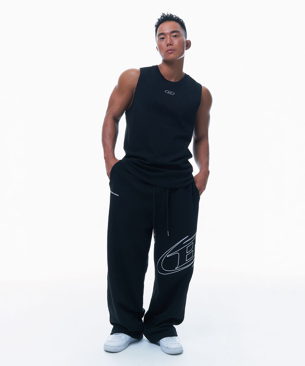 본투윈(BORN TO WIN) STROKE B WIDE PANTS [BLACK]
