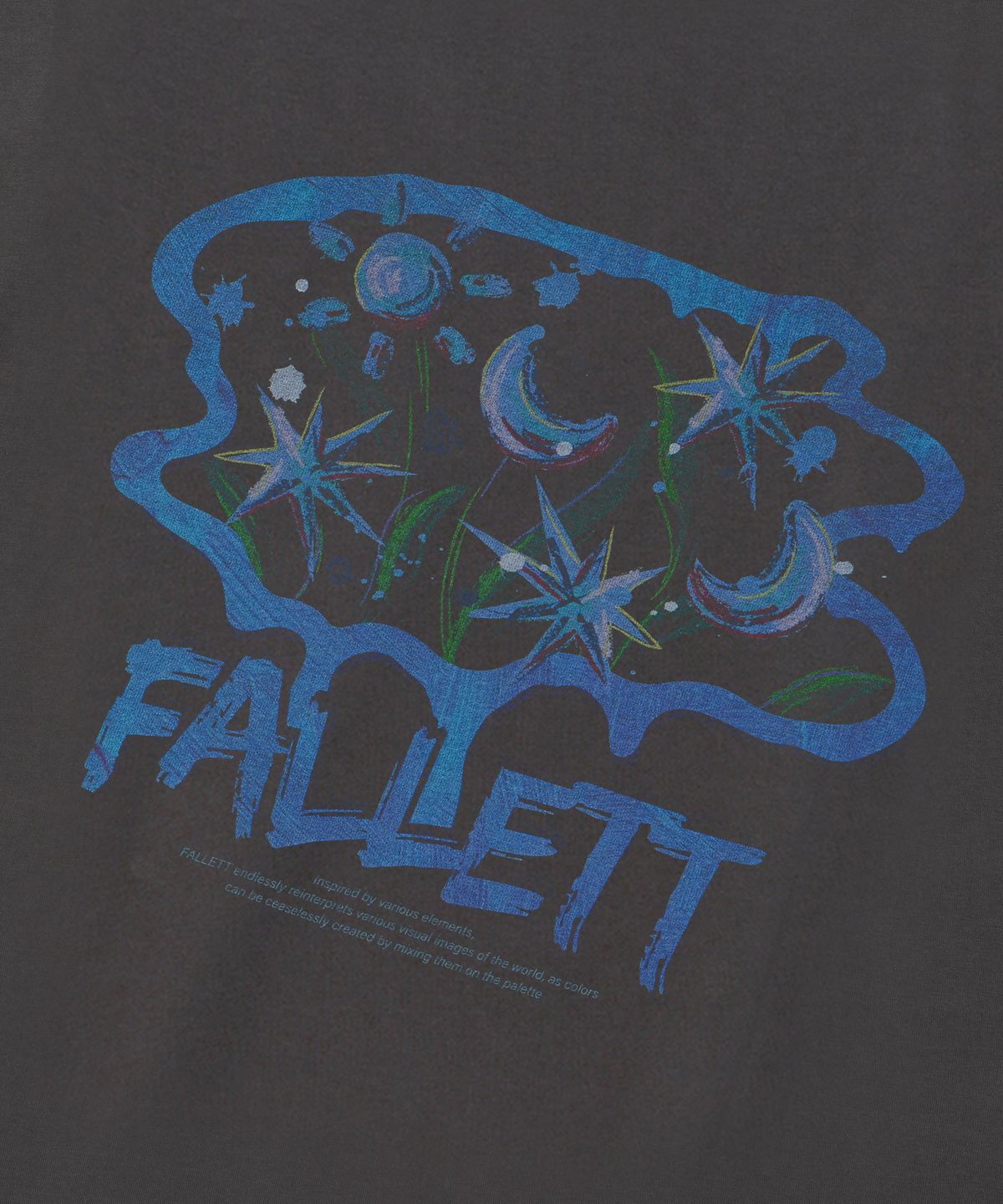 팔렛(FALLETT) 브러쉬 로고 플라워 반팔티 차콜