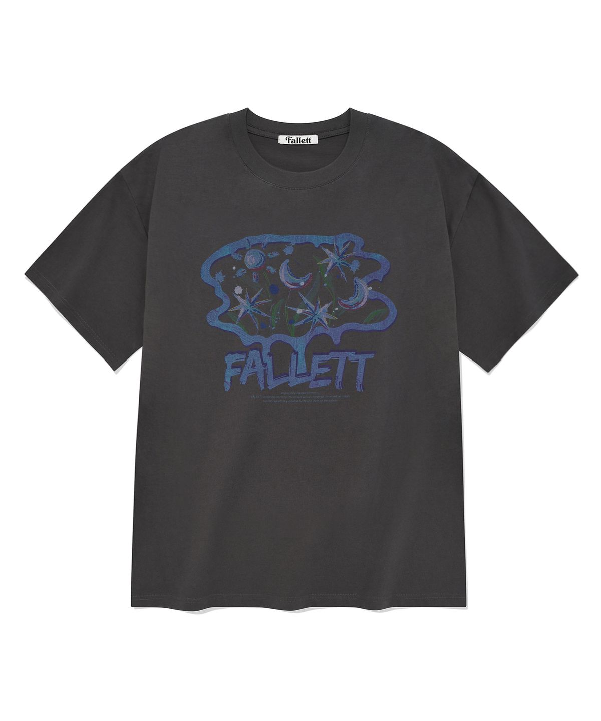 팔렛(FALLETT) 브러쉬 로고 플라워 반팔티 차콜