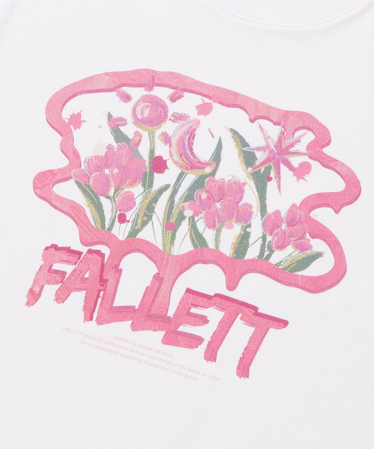 팔렛(FALLETT) 브러쉬 로고 플라워 반팔티 화이트