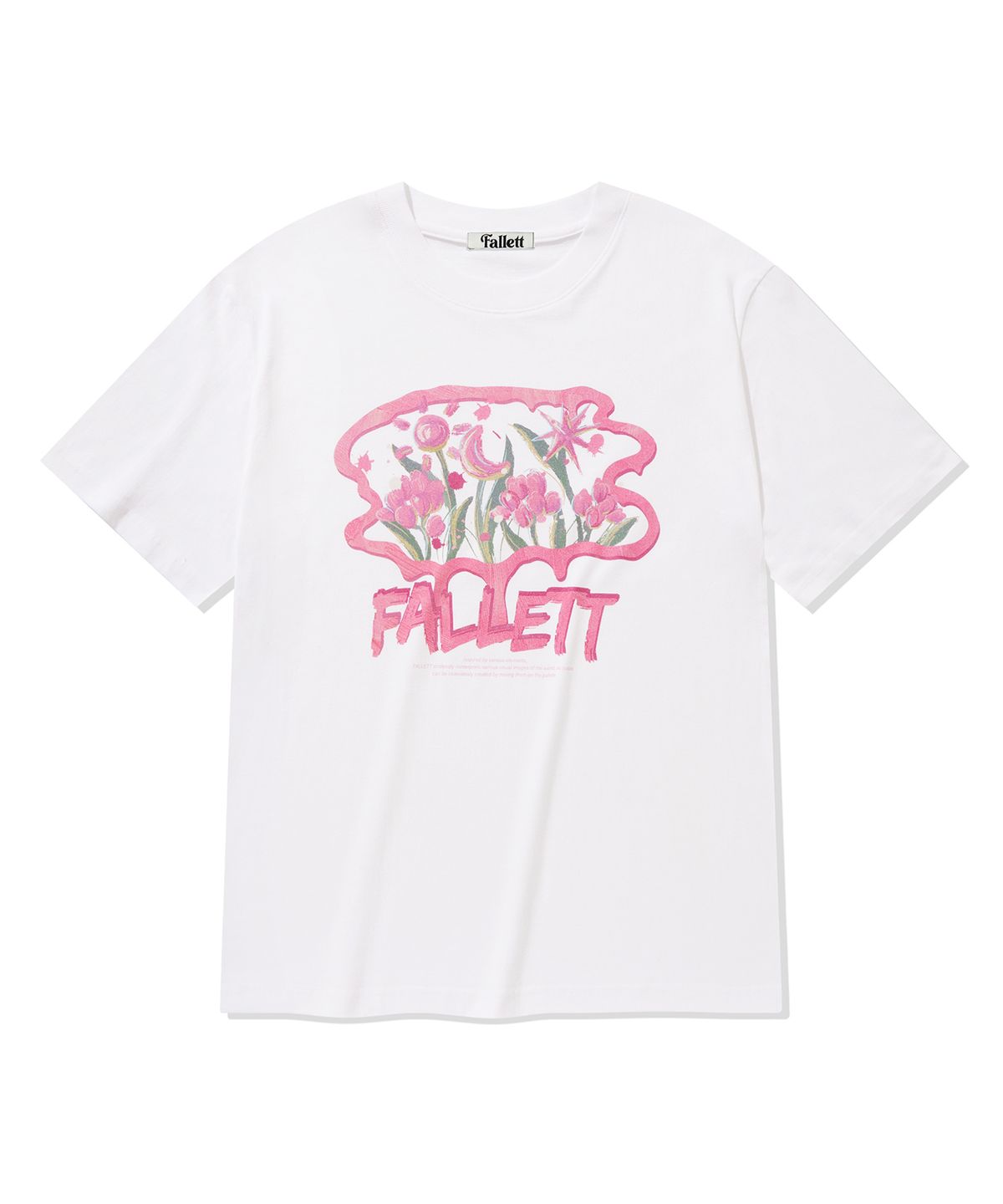 팔렛(FALLETT) 브러쉬 로고 플라워 반팔티 화이트