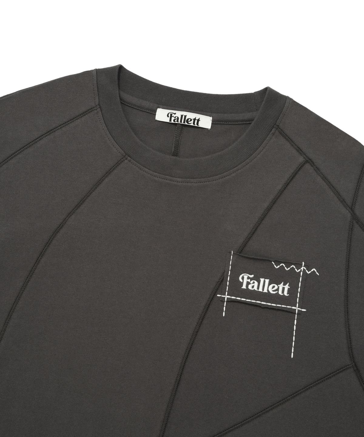 팔렛(FALLETT) 탑 스티치 반팔티 차콜
