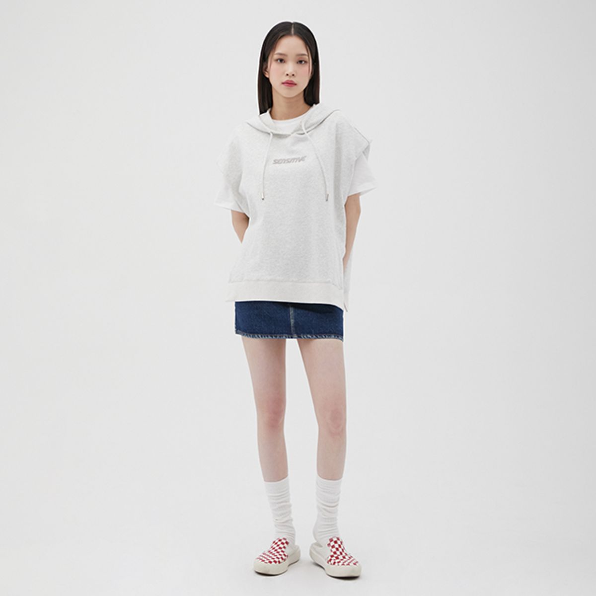 랩(LAP) 박시핏 민소매 후드 티셔츠 AQ1CT360