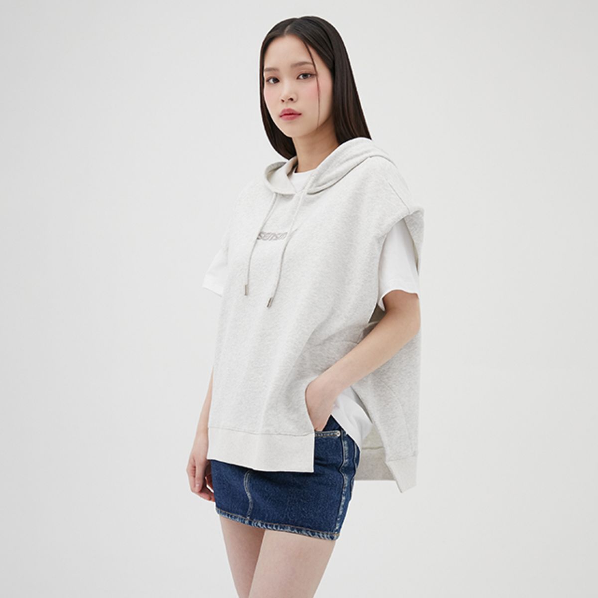 랩(LAP) 박시핏 민소매 후드 티셔츠 AQ1CT360