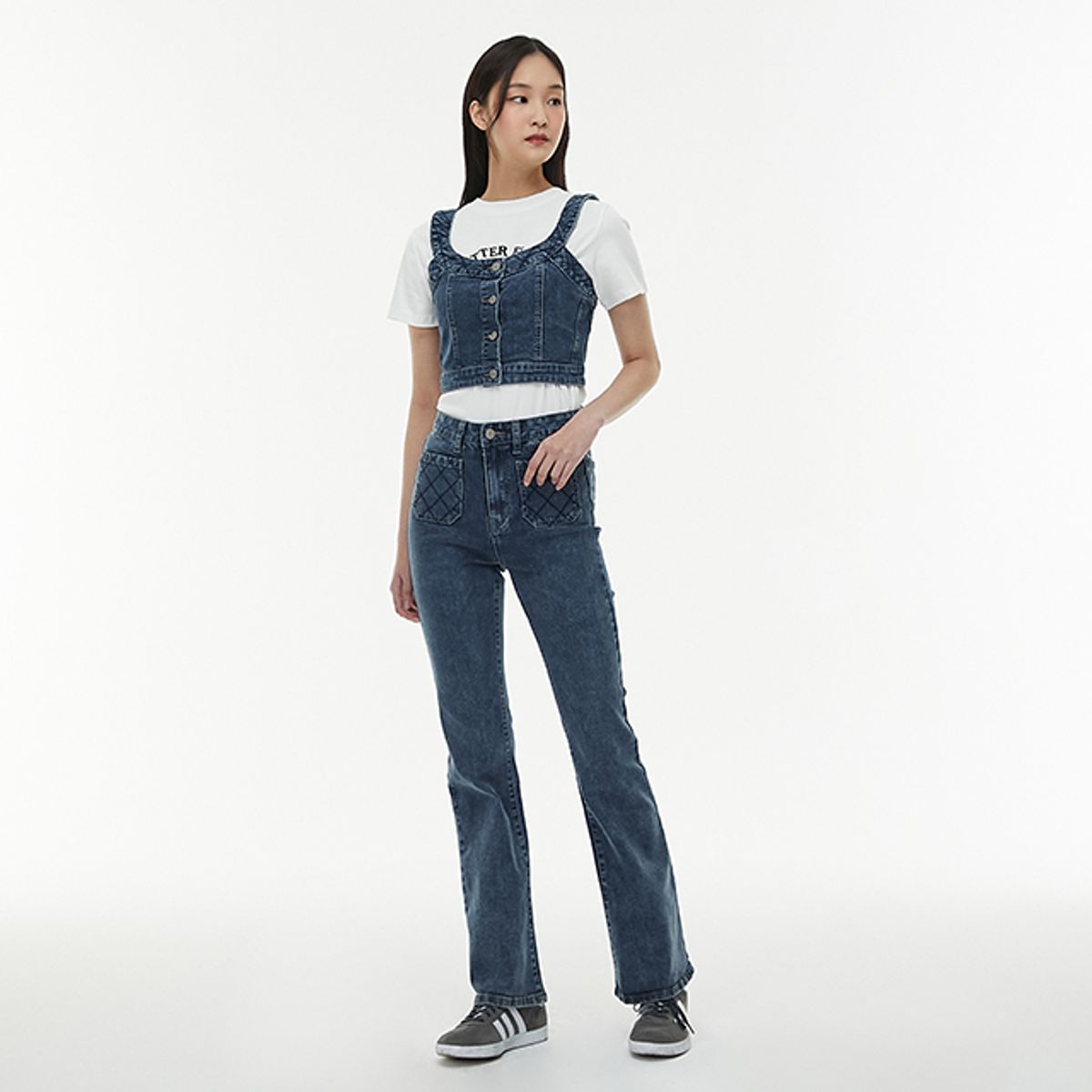 랩(LAP) 다이아자수 앞포켓 부츠컷 데님팬츠 AQ1DP360