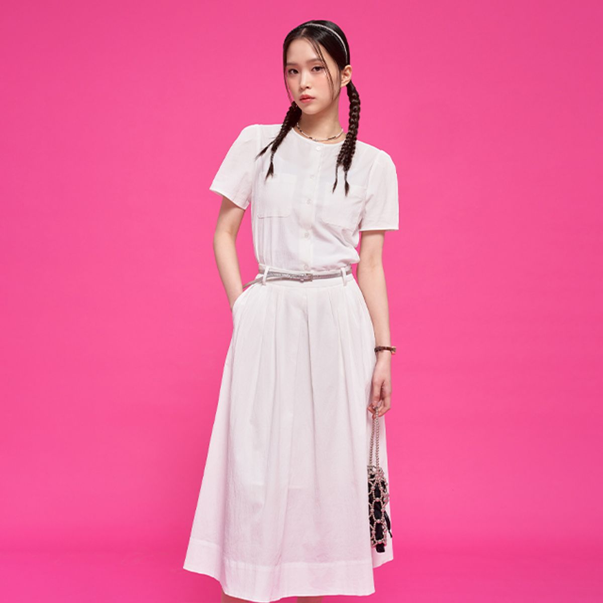 랩(LAP) (SET-하의) 턱장식 플레어스커트 AQ2WS462