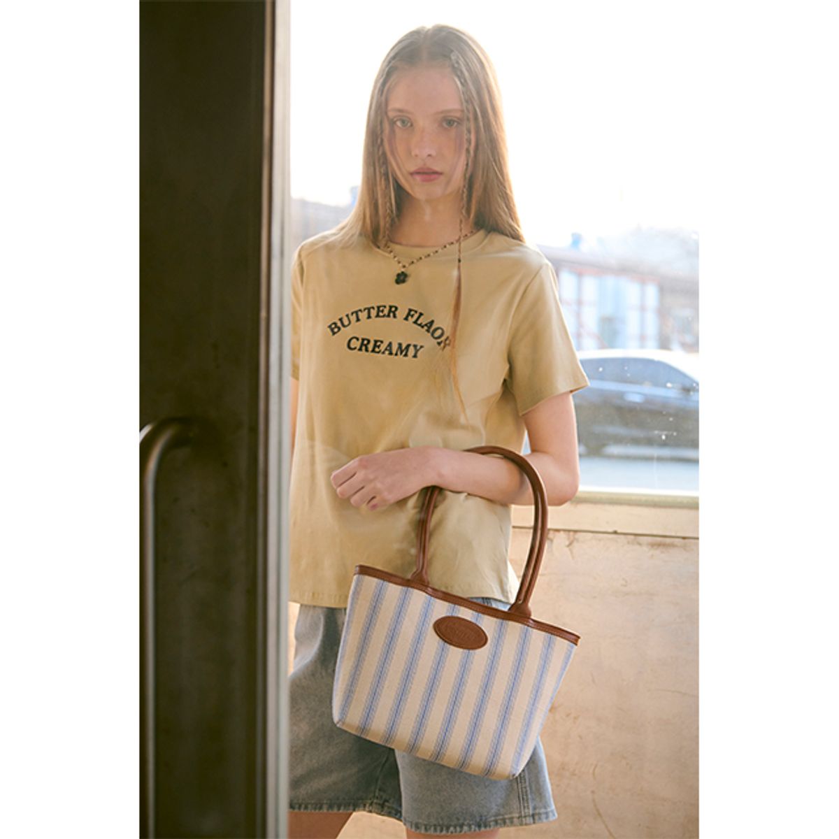랩(LAP) STRIPE TOTE BAG AQ7AB407