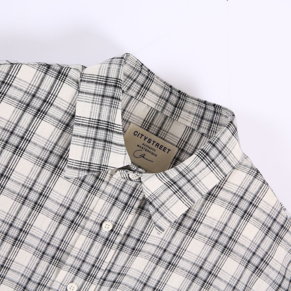 시티스트리트(CITY STREET) OVERSIZE VINTAGE CHECK SHIRT - BLACK