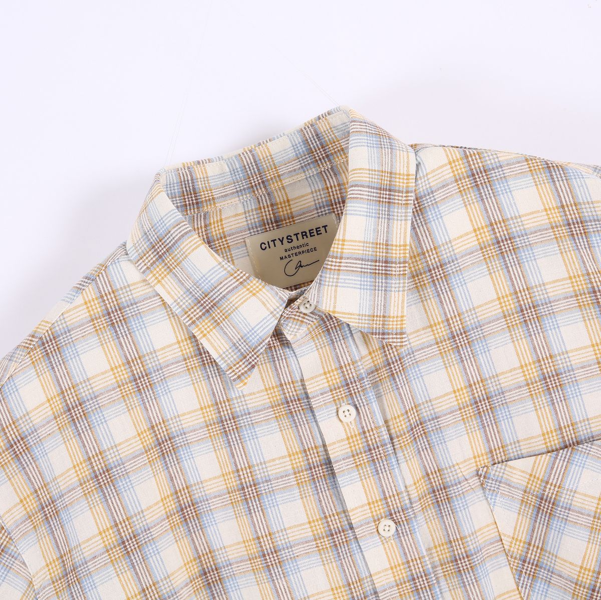 시티스트리트(CITY STREET) OVERSIZE VINTAGE CHECK SHIRT - BEIGE