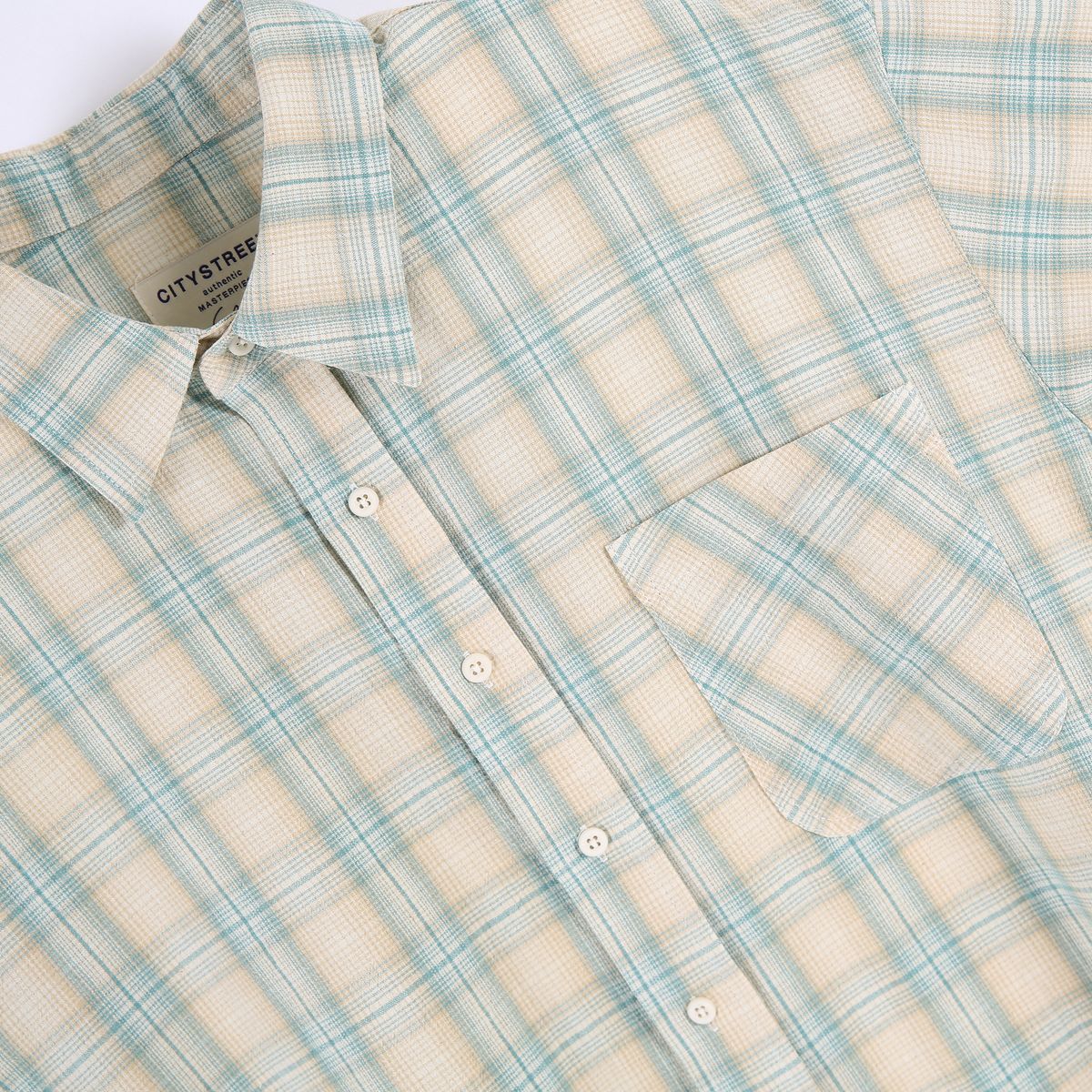 시티스트리트(CITY STREET) OVERSIZE VINTAGE CHECK SHIRT - GREEN