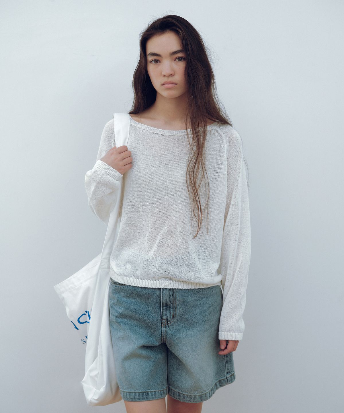 유라고(URAGO) Loose linen boatneck knit