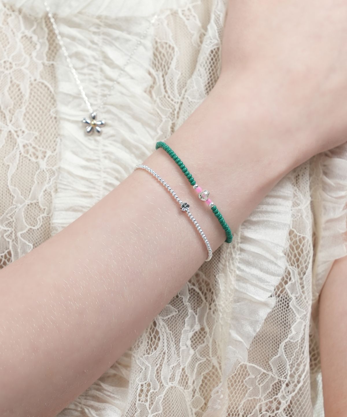 봉보(BONBEAU) Mini motif silverball Bracelet 미니 모티브 925실버 은볼 밴딩 팔찌 2mm
