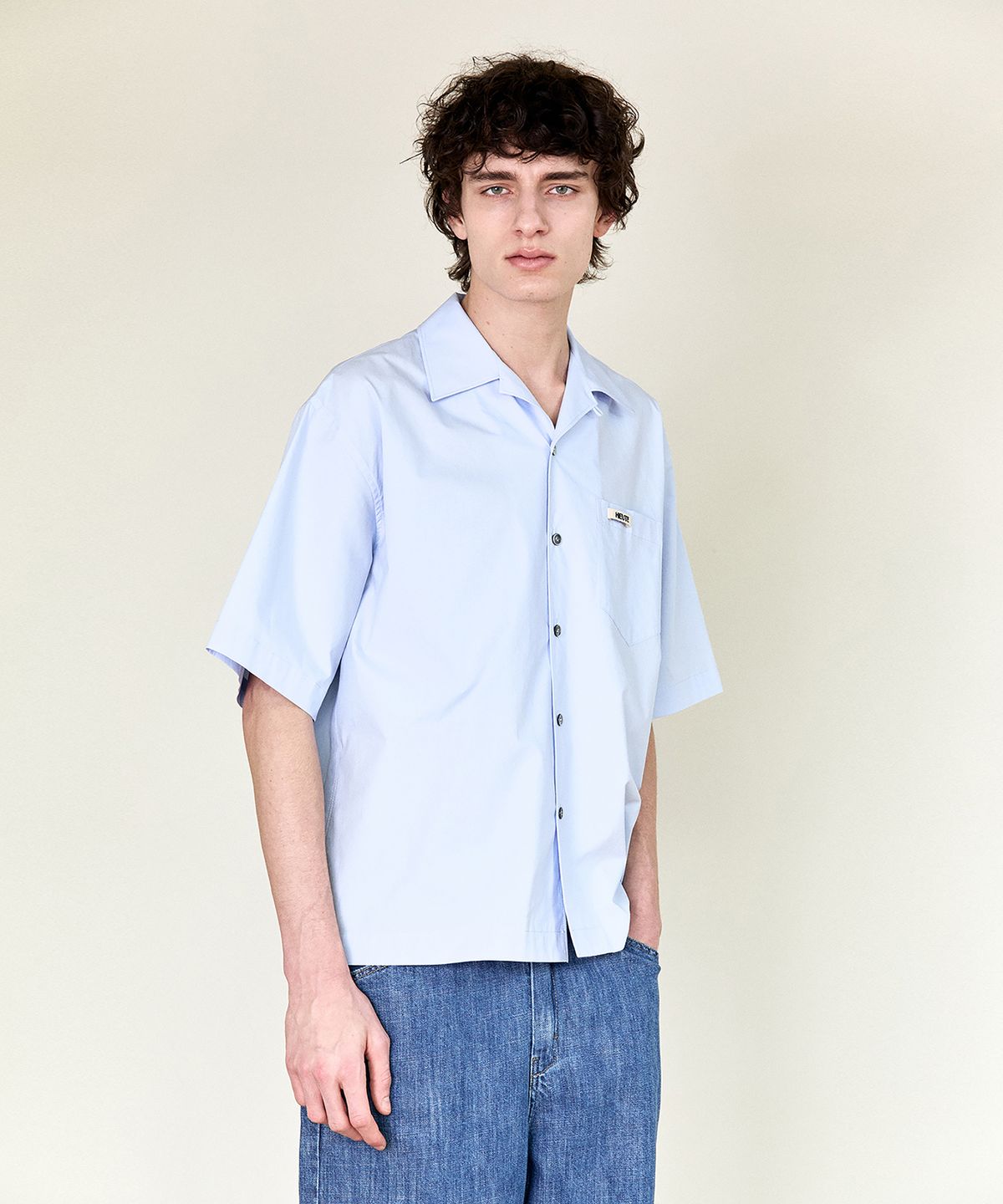 호이테(HEUTE) CONVERTIBLE COLLAR SHORT SLEEVE SHIRT (BLUE)