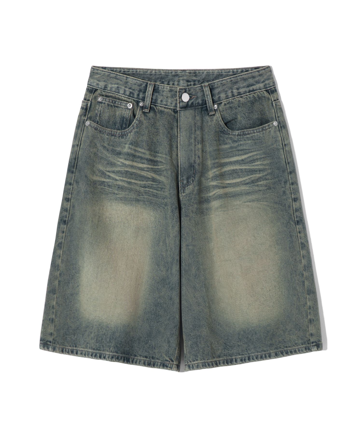 MUSINSA | TRILLION Cat Brush Washed Bermuda Denim Shorts