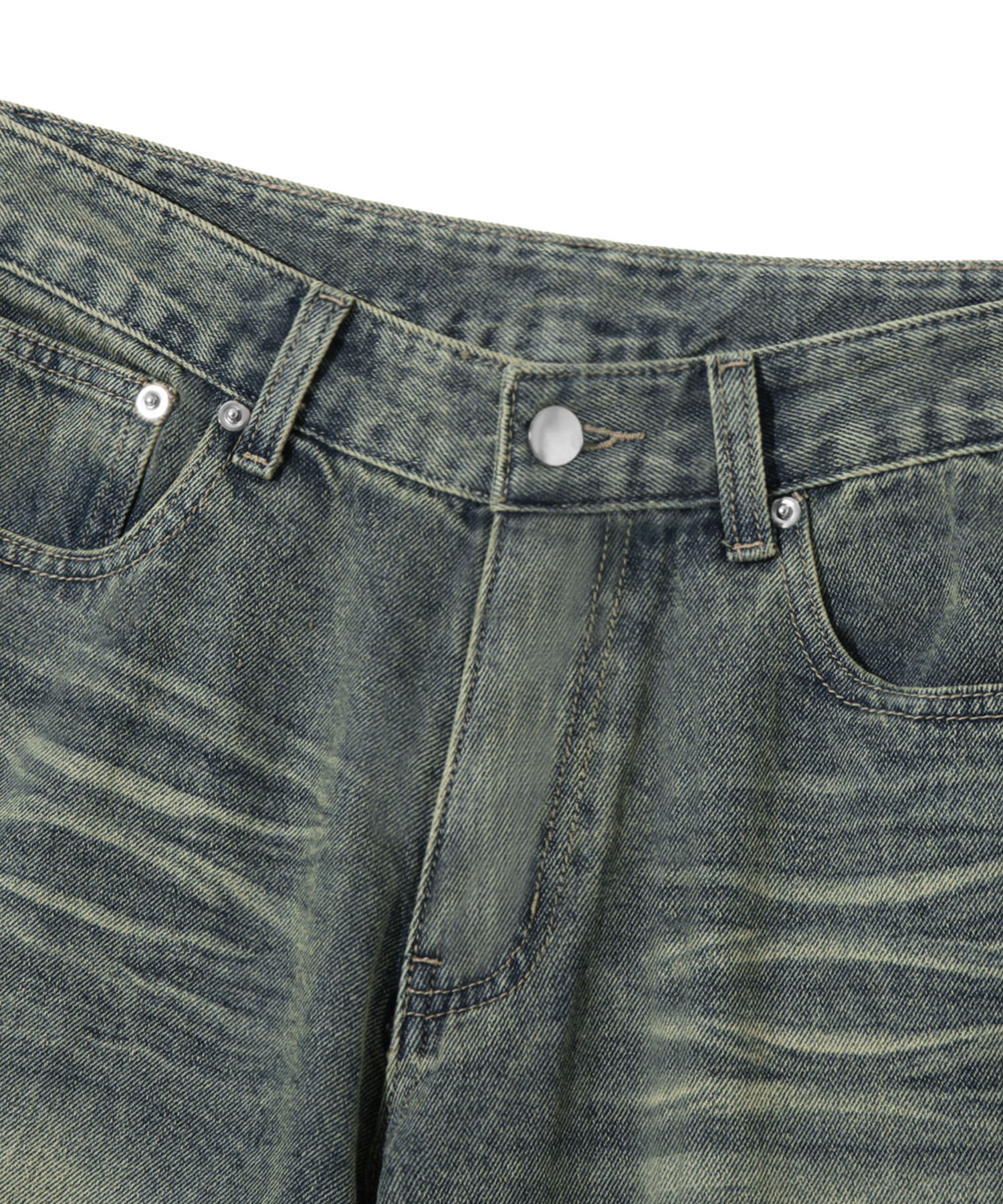 【BAON】Muko Cat Washing Bermuda Denim Pants Raruxxin Women Y2k Bermuda Denim Shorts Low Rise Wide Leg