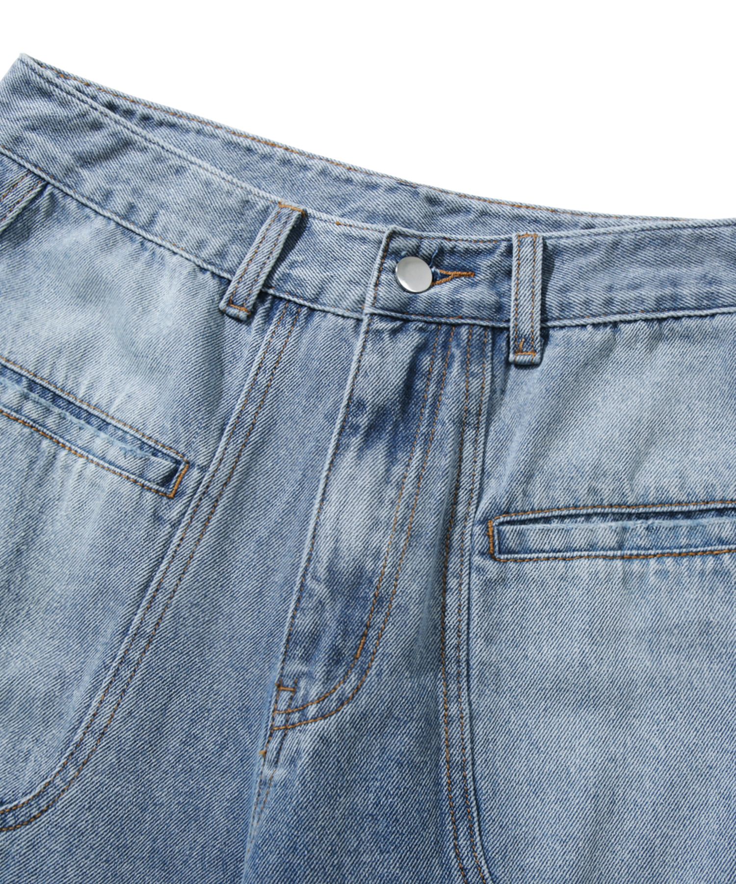 ★TRILLION★ Biker 3D Pocket Washed Balloon Fit Denim Pants MUSINSA | TRILLION Round pocket Balloon fit washed denim