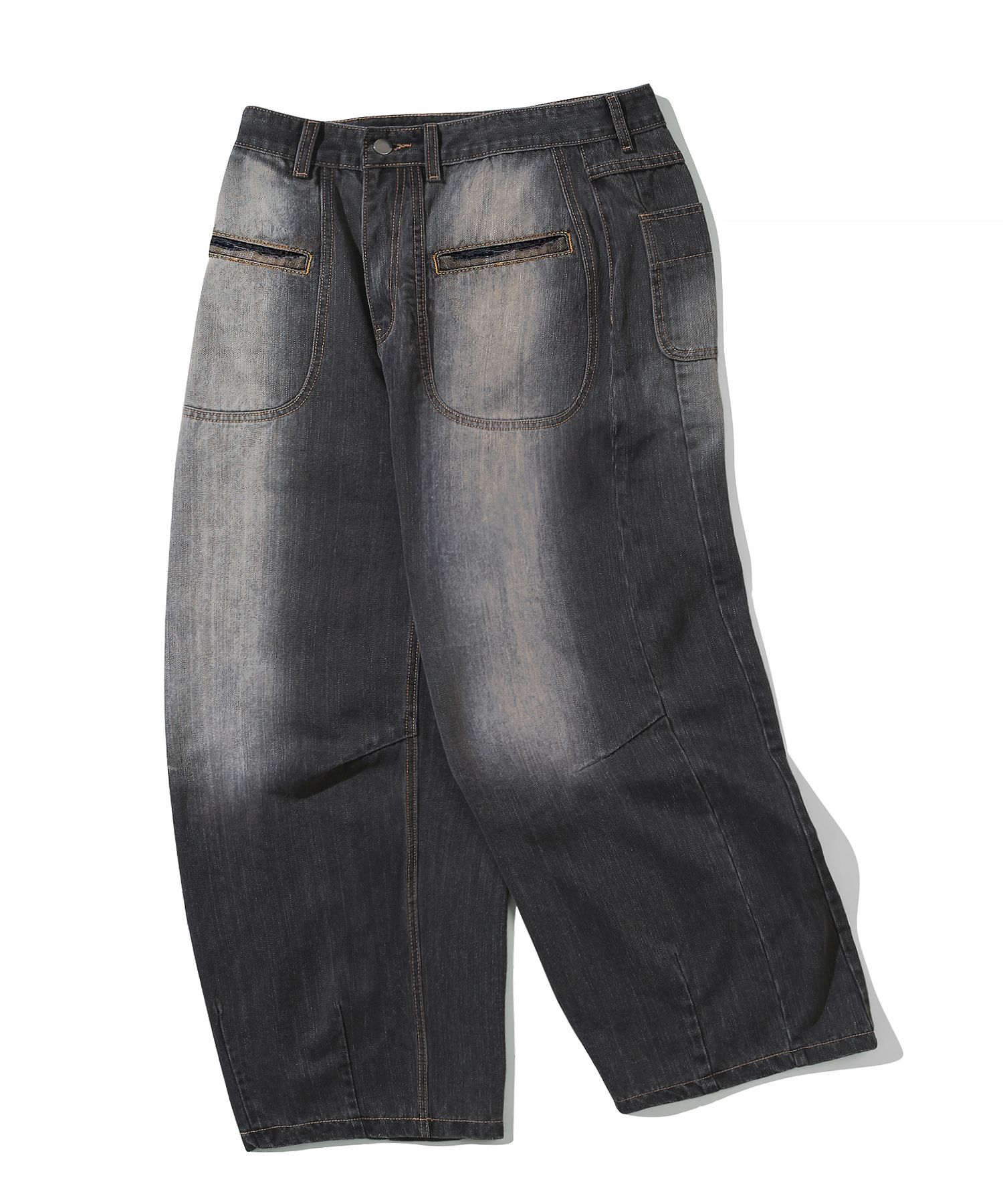 MUSINSA | TRILLION Round pocket Balloon fit washed denim