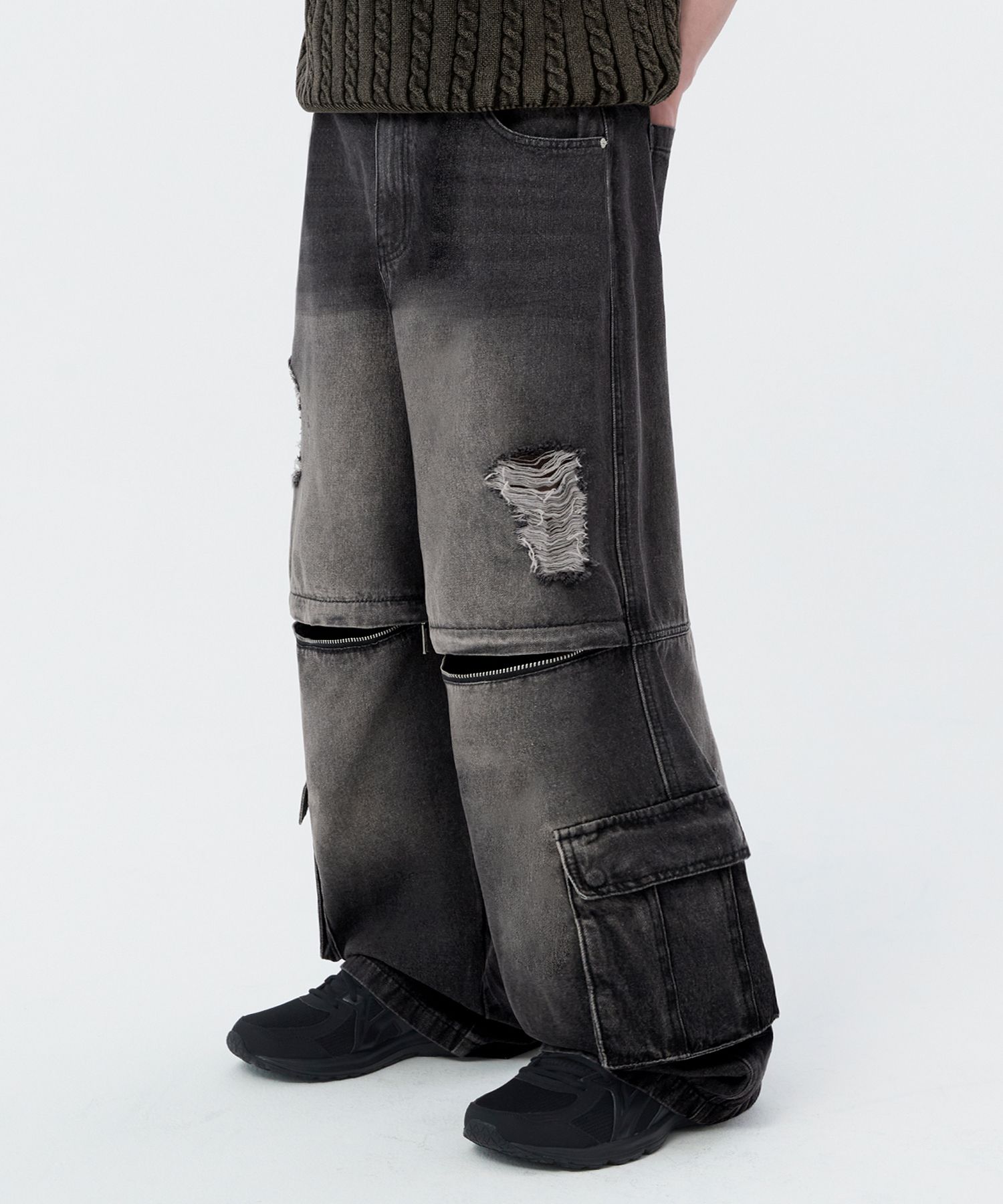 【即購入可◎】unsually damage wide denim Damage Wide Denim(Blue) – unsually