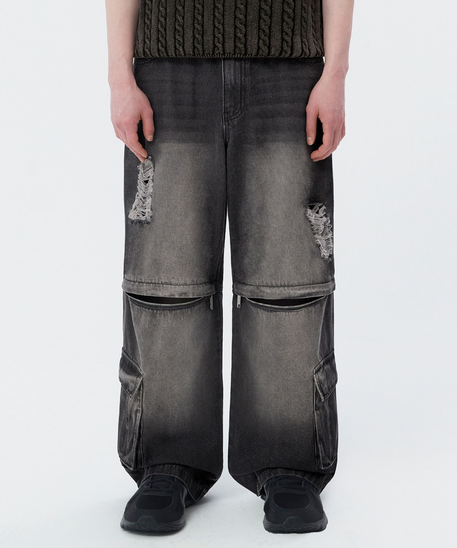 【即購入可◎】unsually damage wide denim Damage Wide Denim(White) – unsually