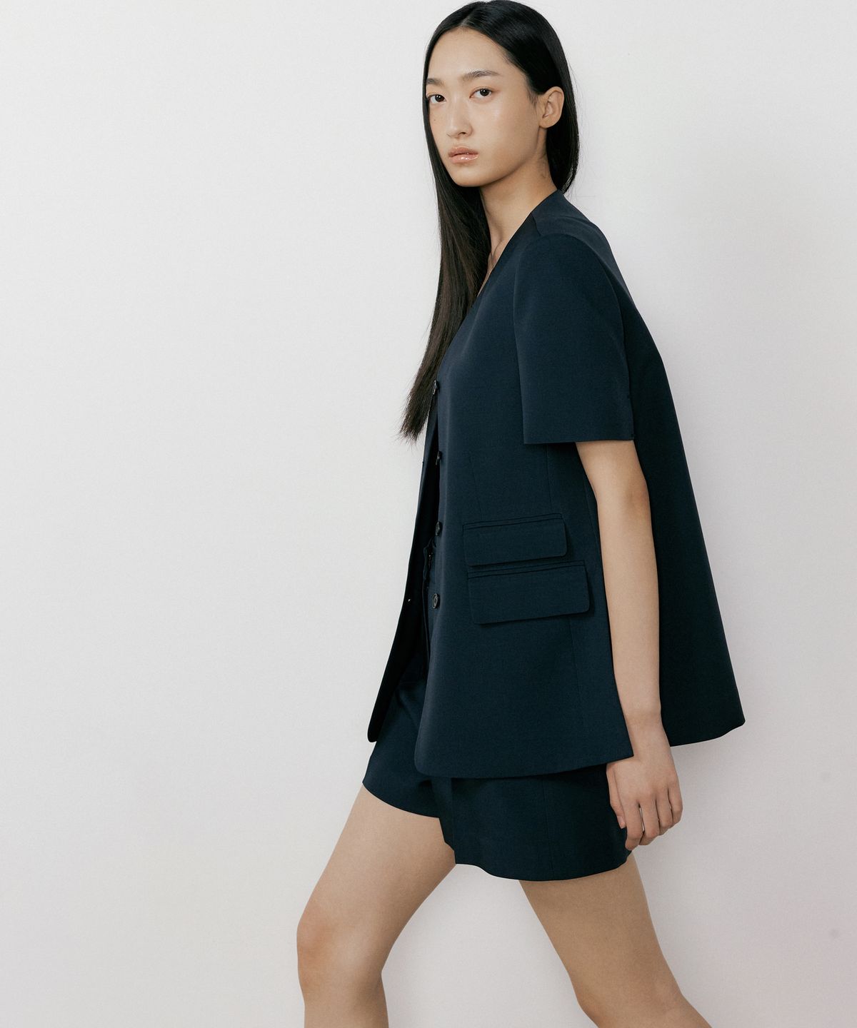 오떼뜨(OCTETTE) NOCOLLAR SINGLE BLAZER_2COLOR