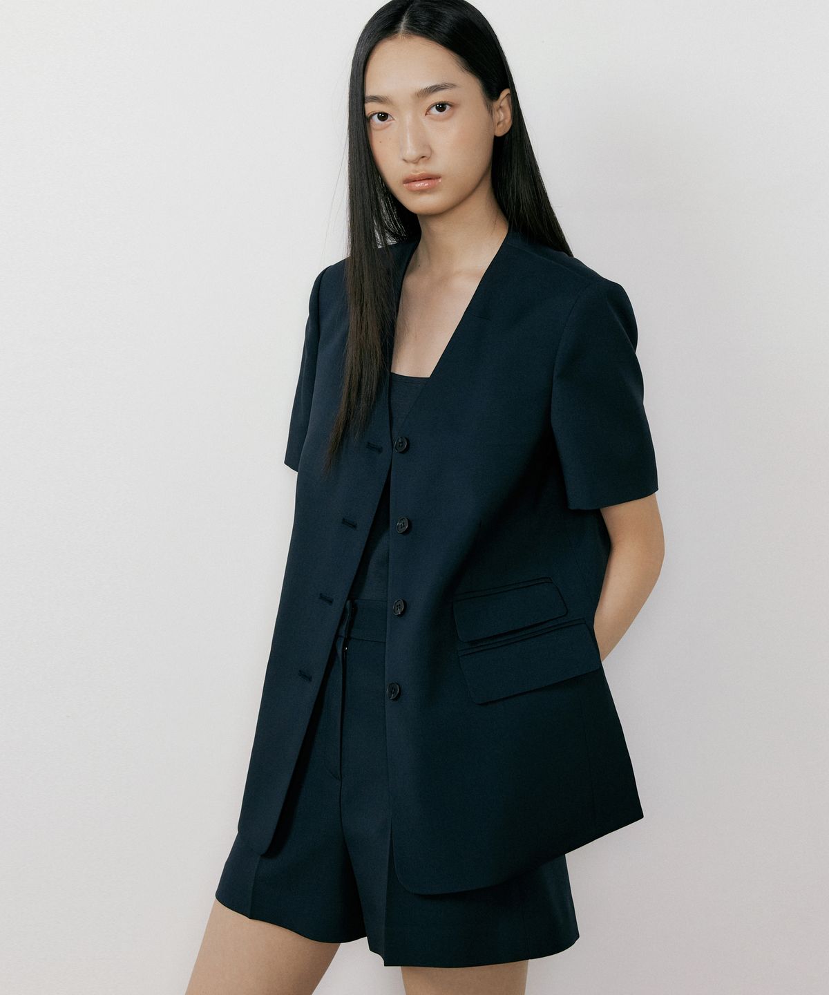 오떼뜨(OCTETTE) NOCOLLAR SINGLE BLAZER_2COLOR