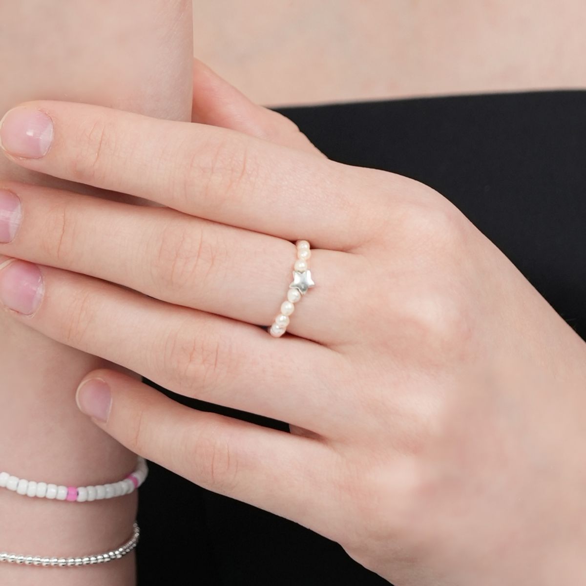봉보(BONBEAU) Mini motif water pearl Ring 미니 모티브 천연 담수진주 밴딩 반지 3mm