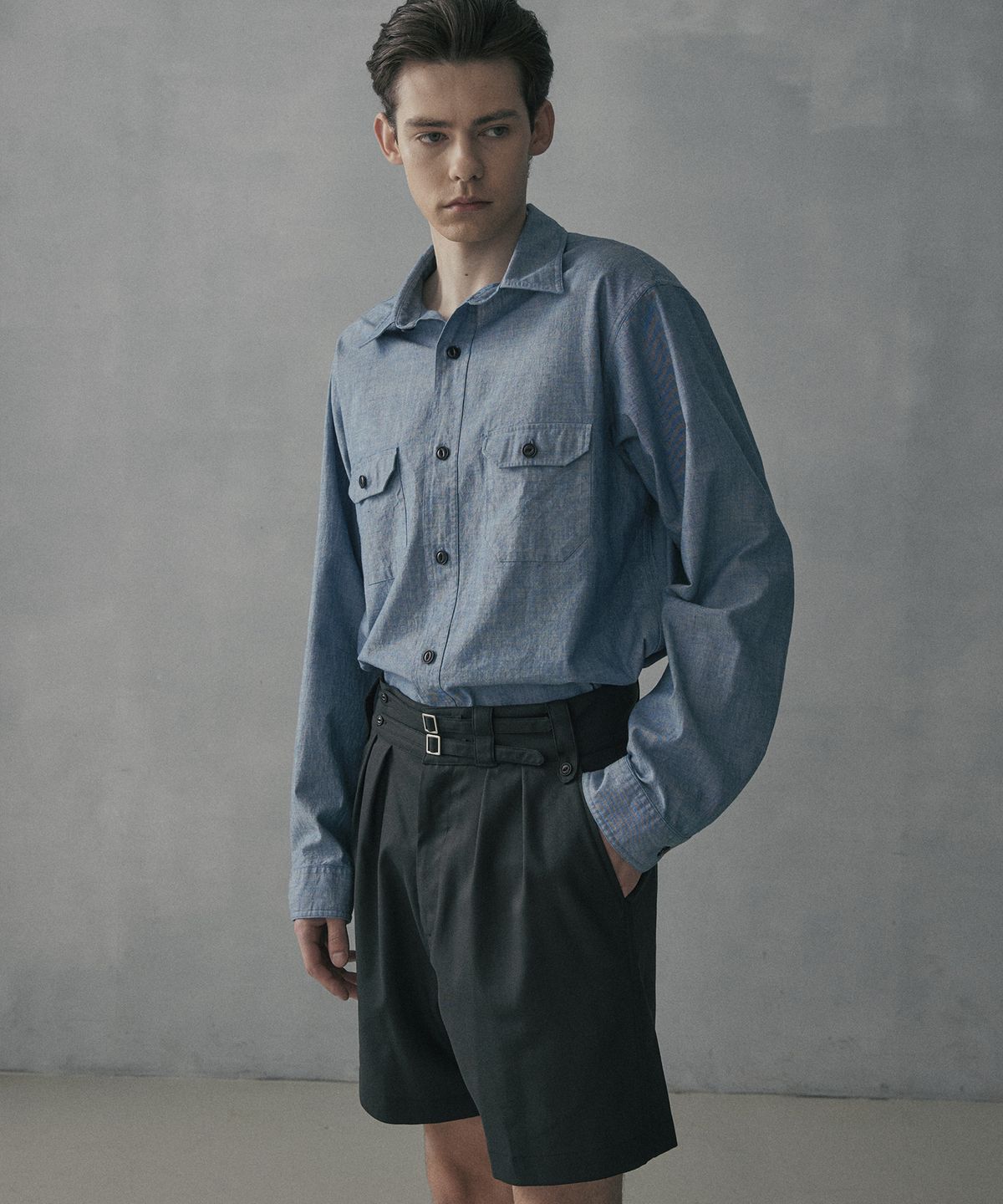 엠프(AMF) Ramie 2 Strap Gurkha Shorts - Black