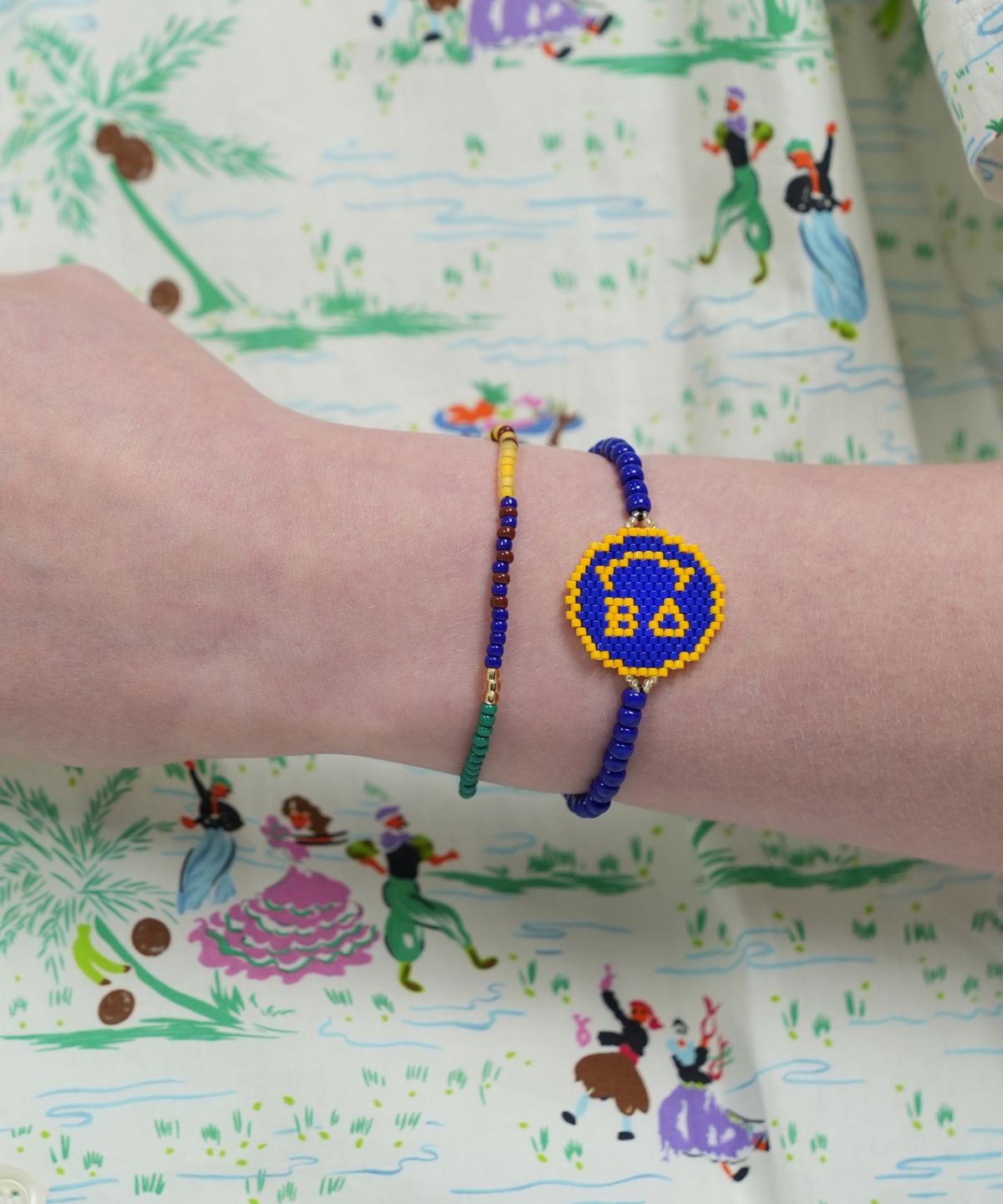 봉보(BONBEAU) Awesome color line glass beads Bracelet 컬러 믹스 글라스 비즈 밴딩 팔찌