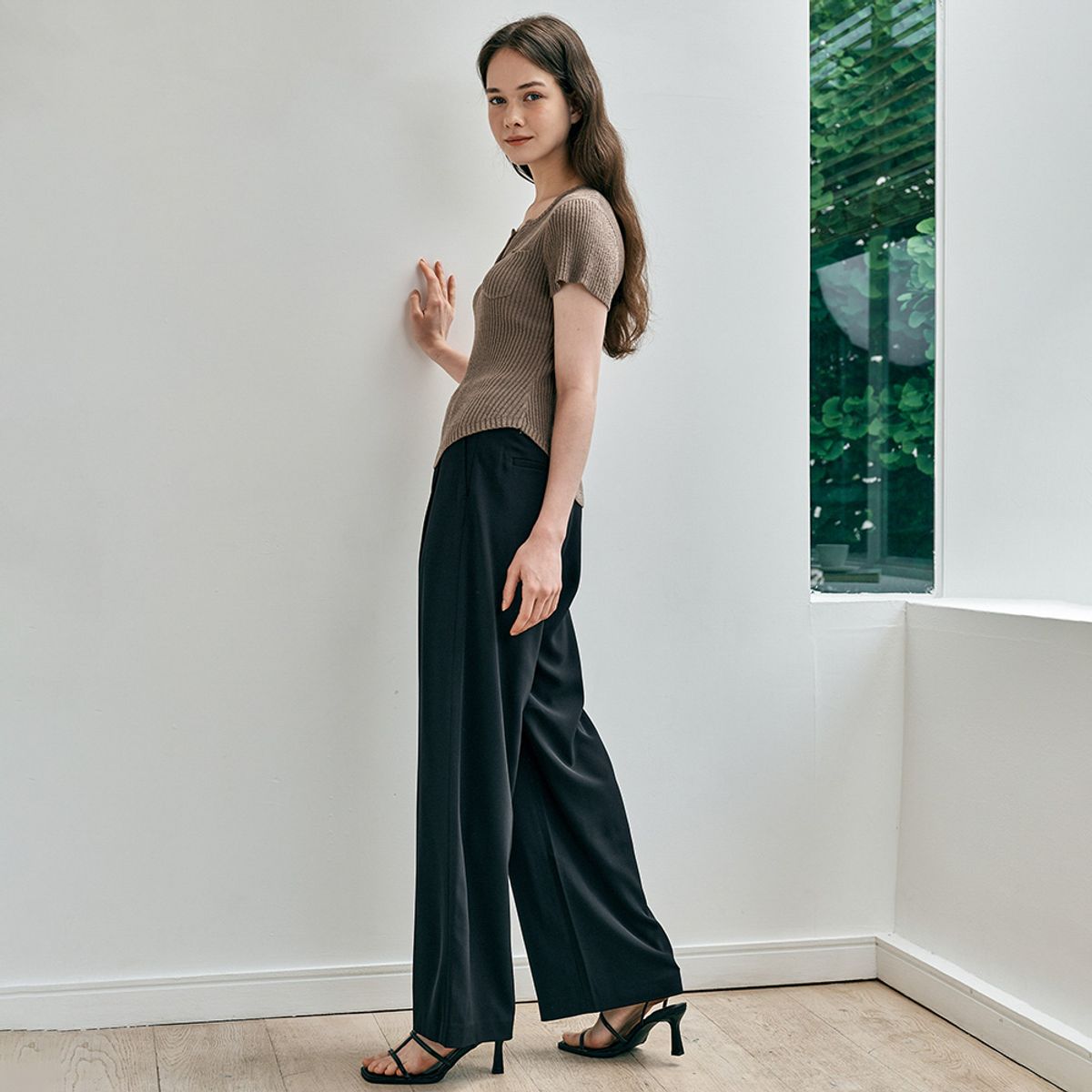 웬스데이딜라잇(WEDNESDAY DELIGHT) WD_Summer wide slacks_BLACK