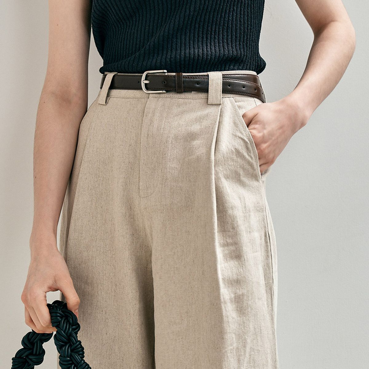 웬스데이딜라잇(WEDNESDAY DELIGHT) WD_One tuck linen wide pants