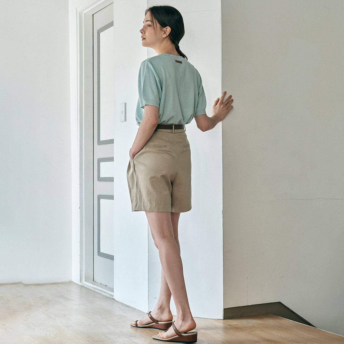 웬스데이딜라잇(WEDNESDAY DELIGHT) WD_Two tuck belt set pants_BEIGE KHAKI