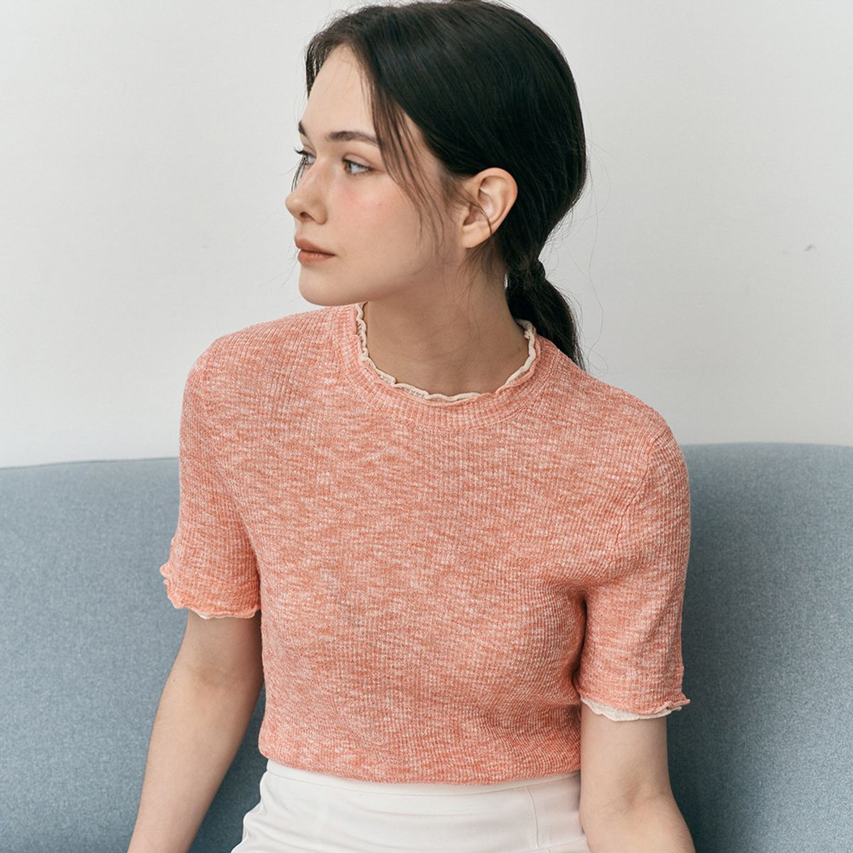 웬스데이딜라잇(WEDNESDAY DELIGHT) WD_Slim shirring sleeve top_PINK