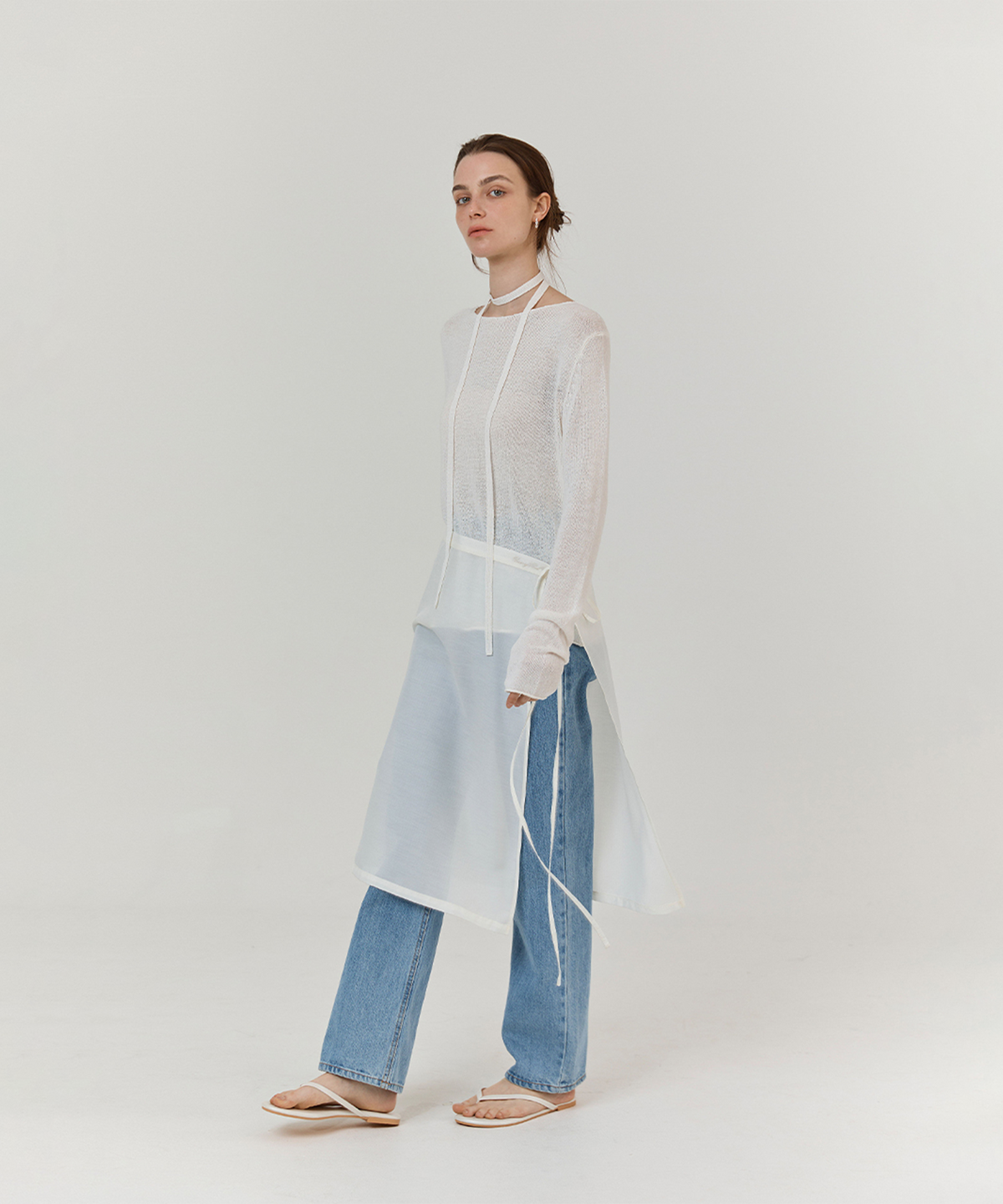 하우스 오브 폰드(HOUSE OF POND) Seethrough layering wrap skirt (Ivory)