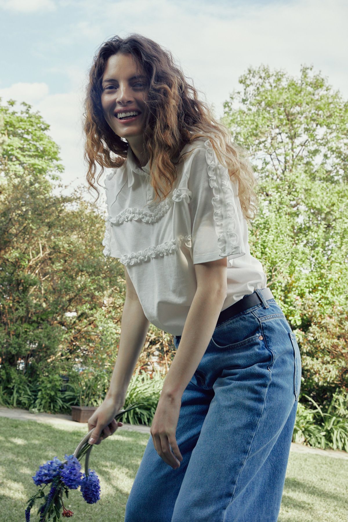 애프터아워즈(AFTERHOURS) RUFFLE PIQUE SHIRT (IVORY)