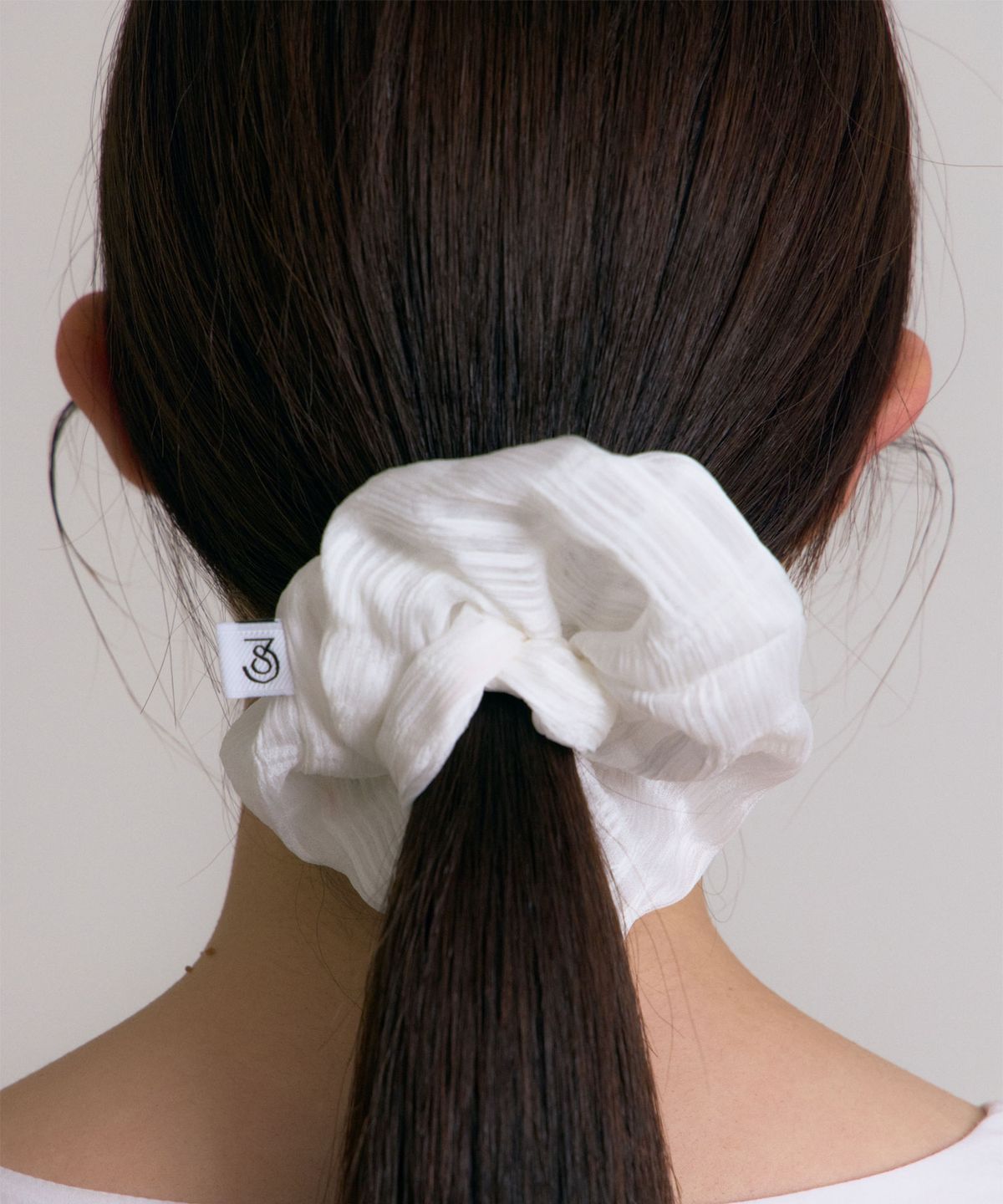 38컴온커먼(38COMEONCOMMON) Check Sheer Scrunchie (White)