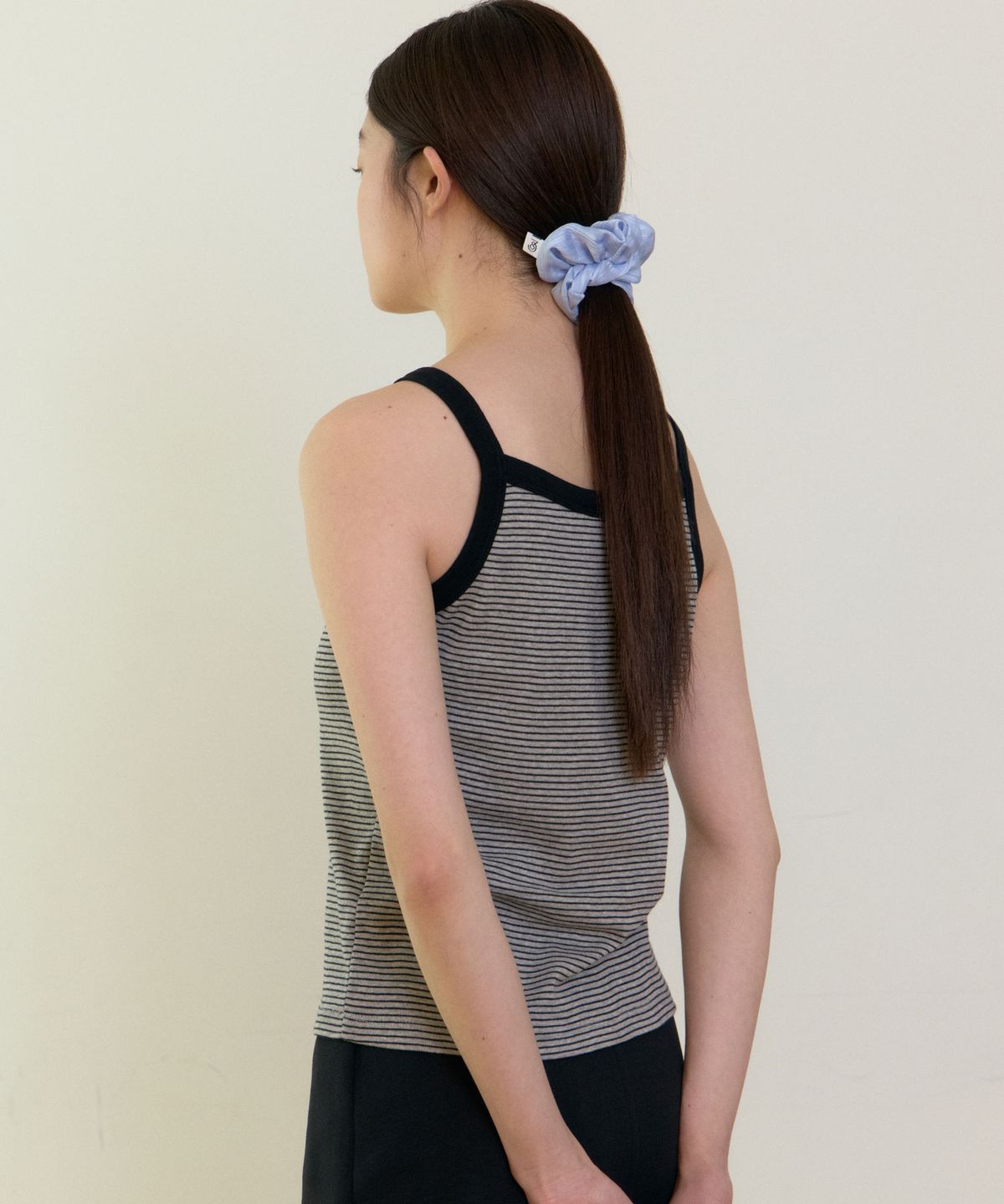 38컴온커먼(38COMEONCOMMON) Check Sheer Scrunchie (Sky Blue)