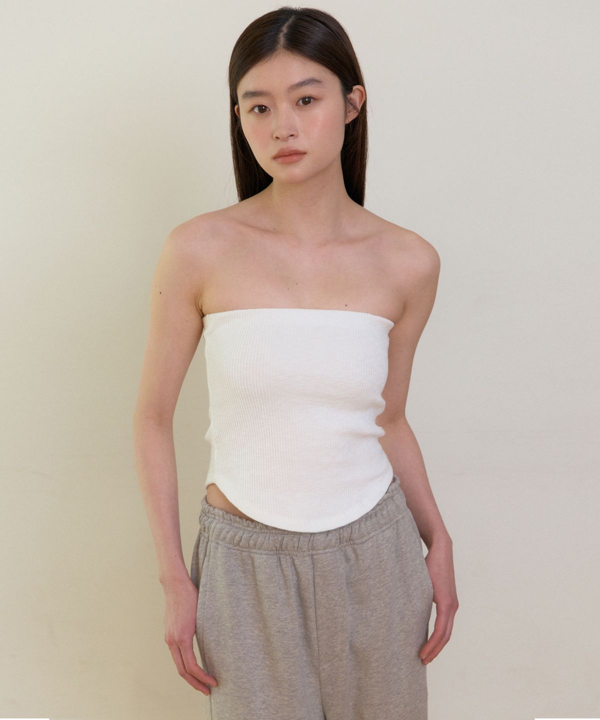 38컴온커먼(38COMEONCOMMON) Rib tube top (Ivory)