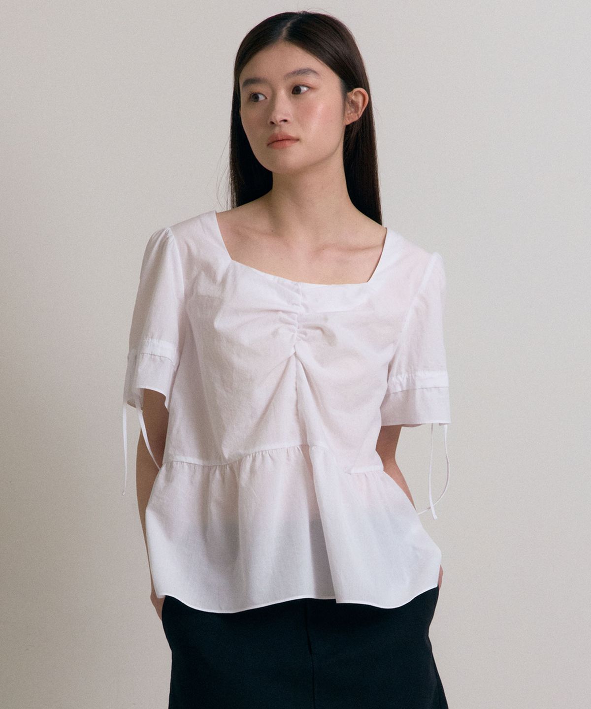 38컴온커먼(38COMEONCOMMON) Shirring Blouse (White)