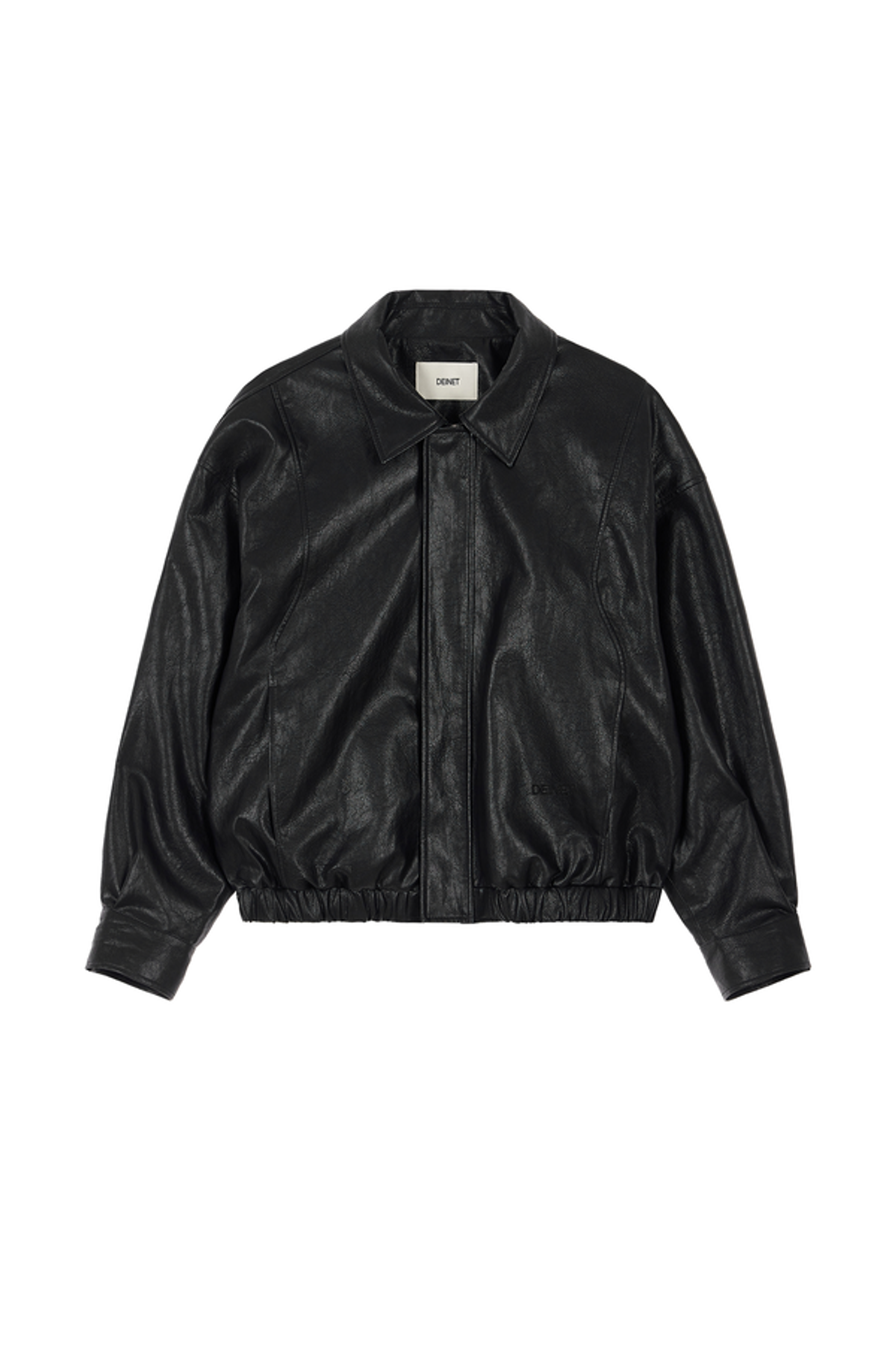 다이닛(DEINET) FAUX-LEATHER BOMBER BANDED JUMPER FOR MEN IN BLACK