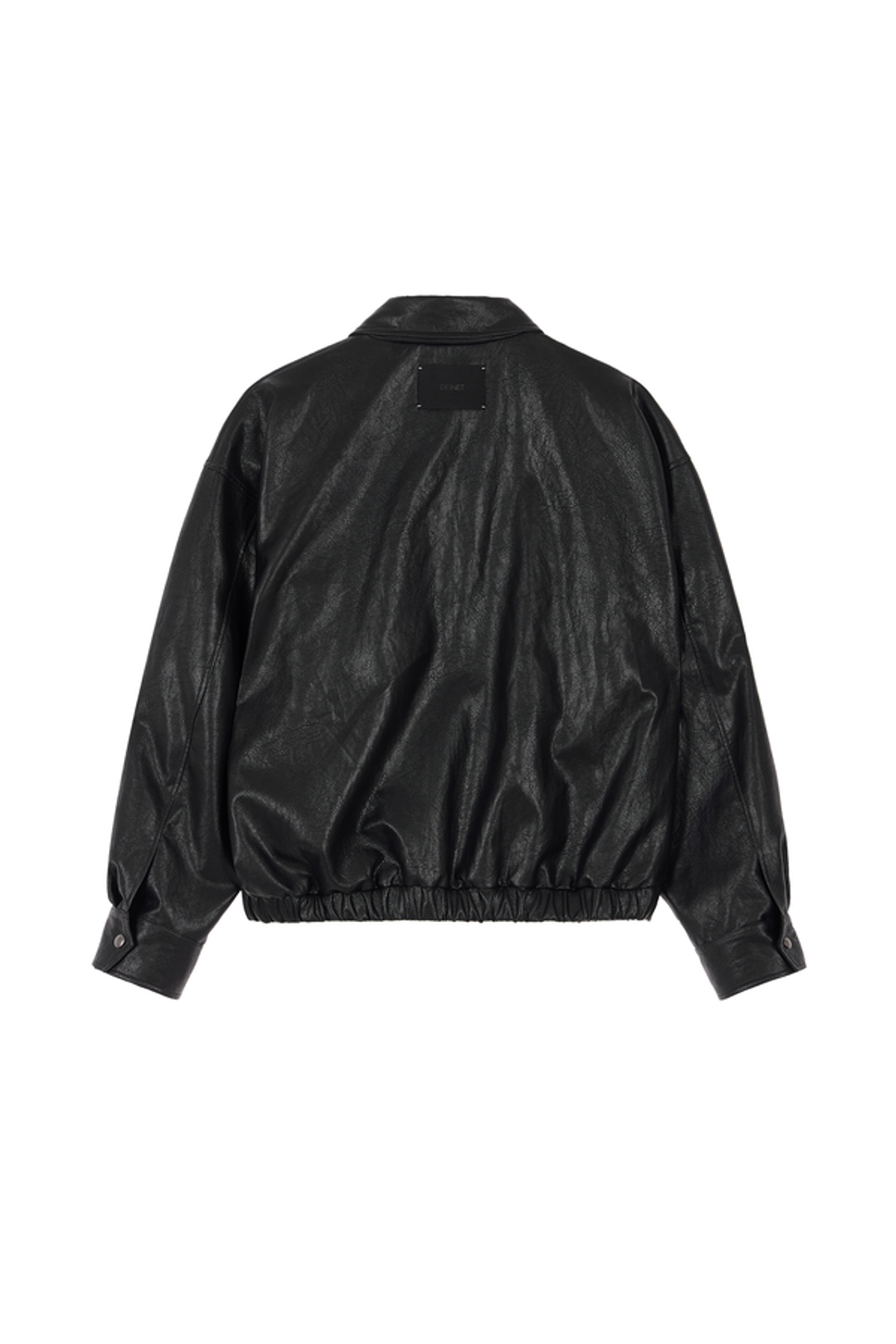 다이닛(DEINET) FAUX-LEATHER BOMBER BANDED JUMPER FOR MEN IN BLACK