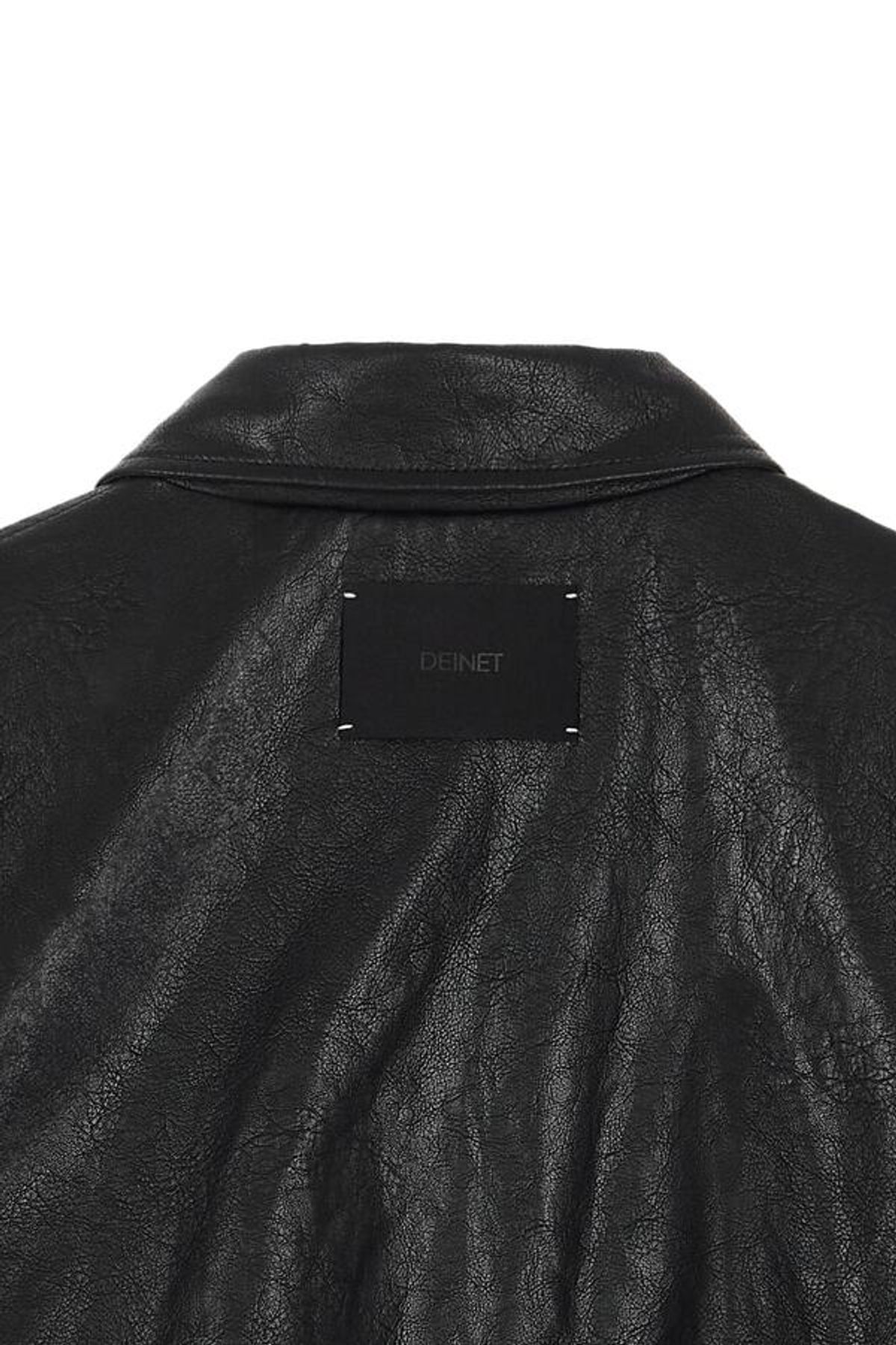 다이닛(DEINET) FAUX-LEATHER BOMBER BANDED JUMPER FOR MEN IN BLACK