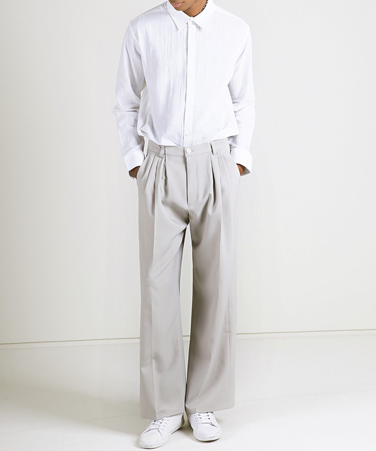 스트라이크(STRIKE) Pleated T/R Blend Wide Trousers (4COLOR)