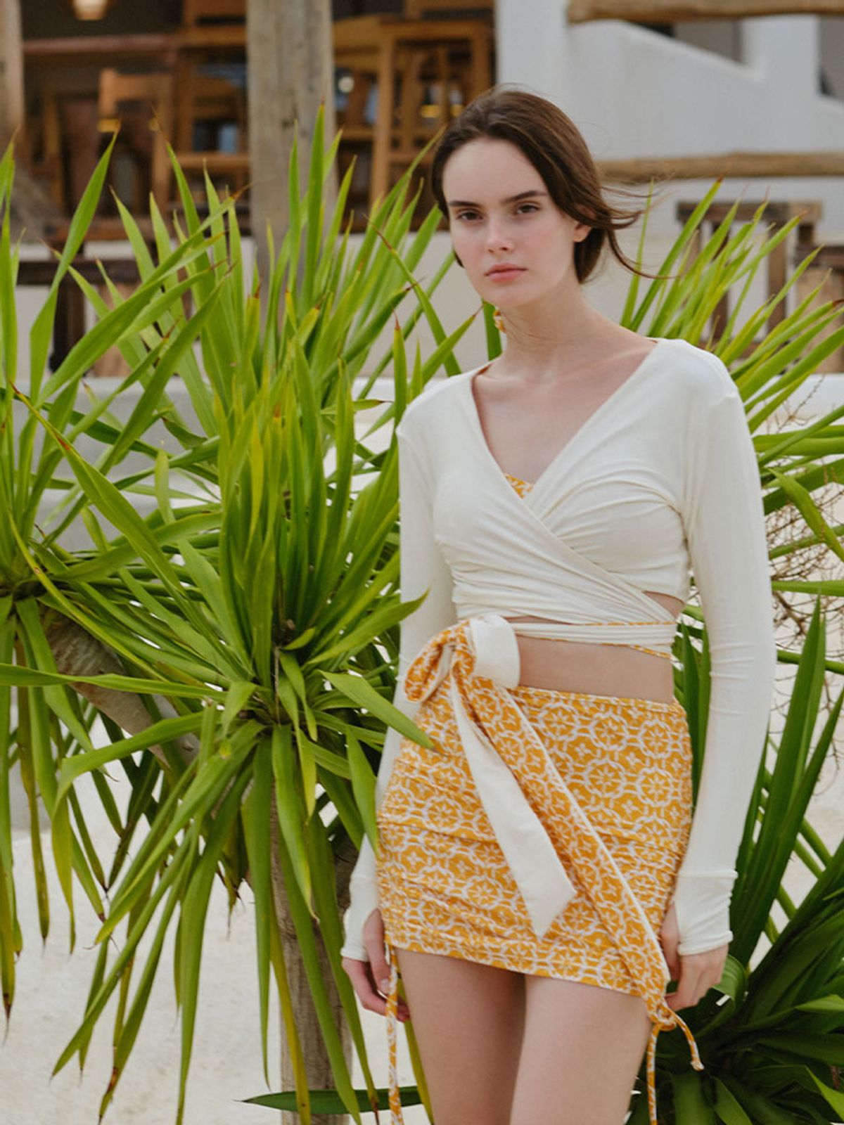 파인베이(FINEBAY) Ruched Skirt, Geo Yellow